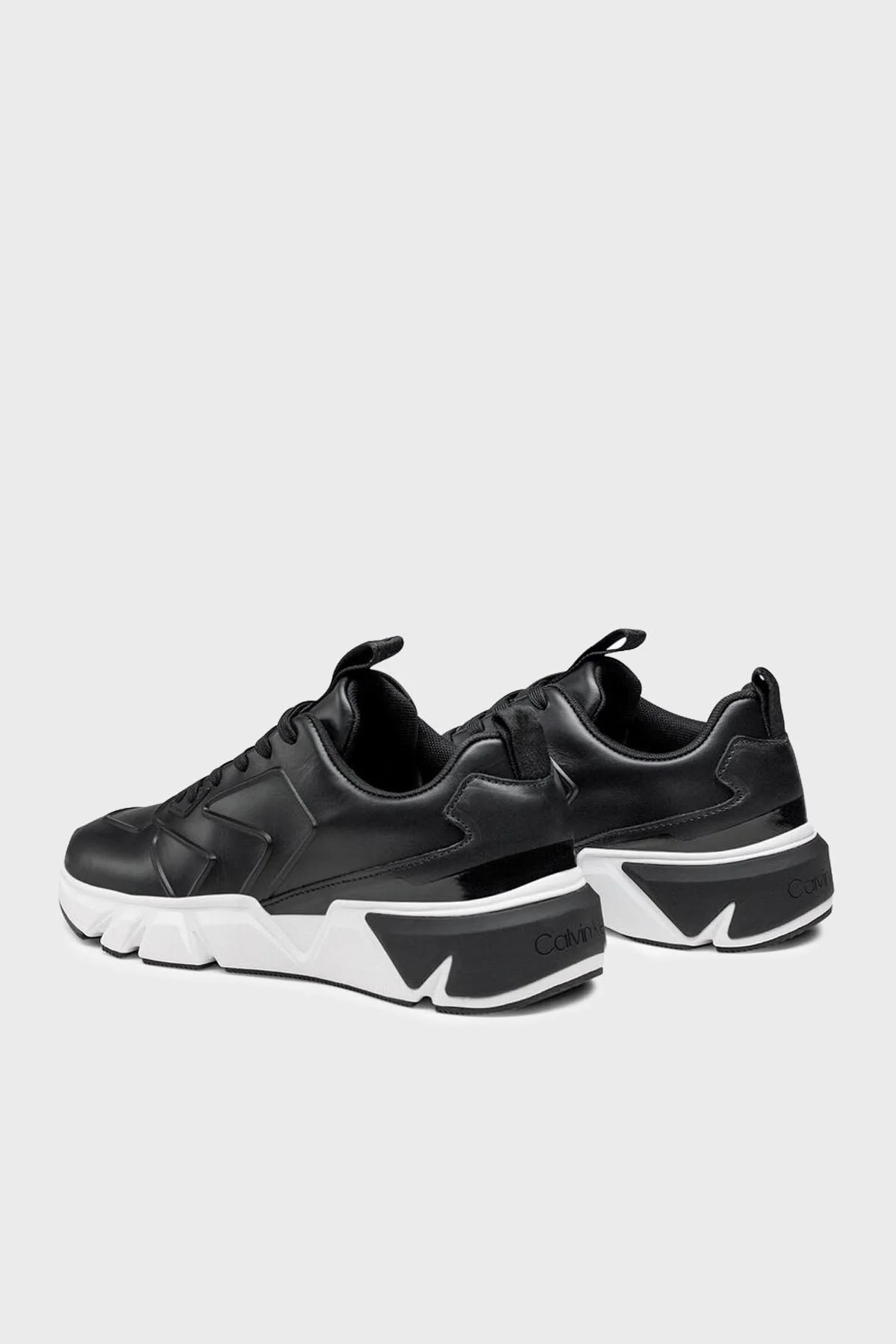 Calvin Klein Logolu Hakiki Deri Sneaker Erkek Ayakkabı HM0HM00995 BEH SİYAH - 4