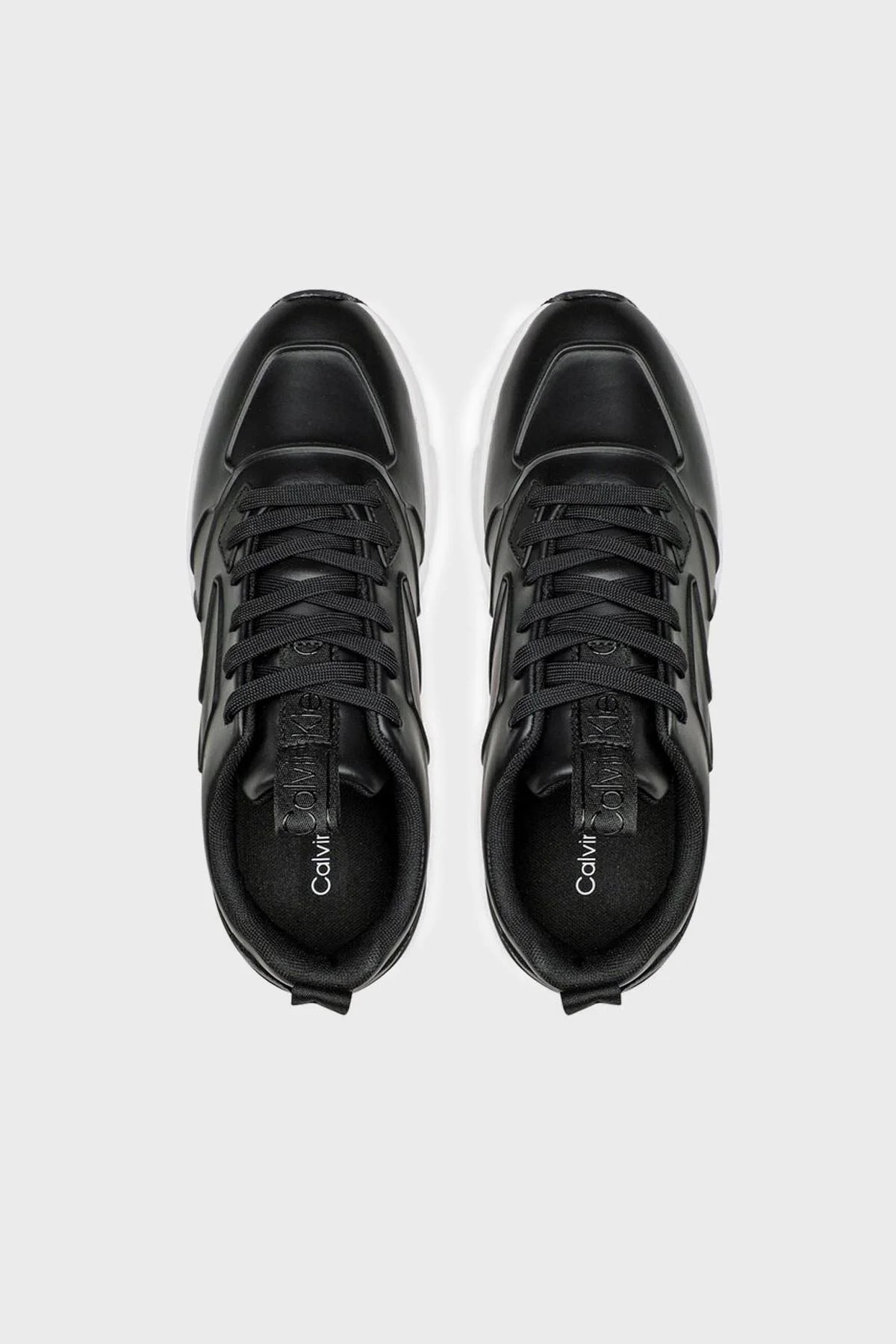Calvin Klein Logolu Hakiki Deri Sneaker Erkek Ayakkabı HM0HM00995 BEH SİYAH - 5