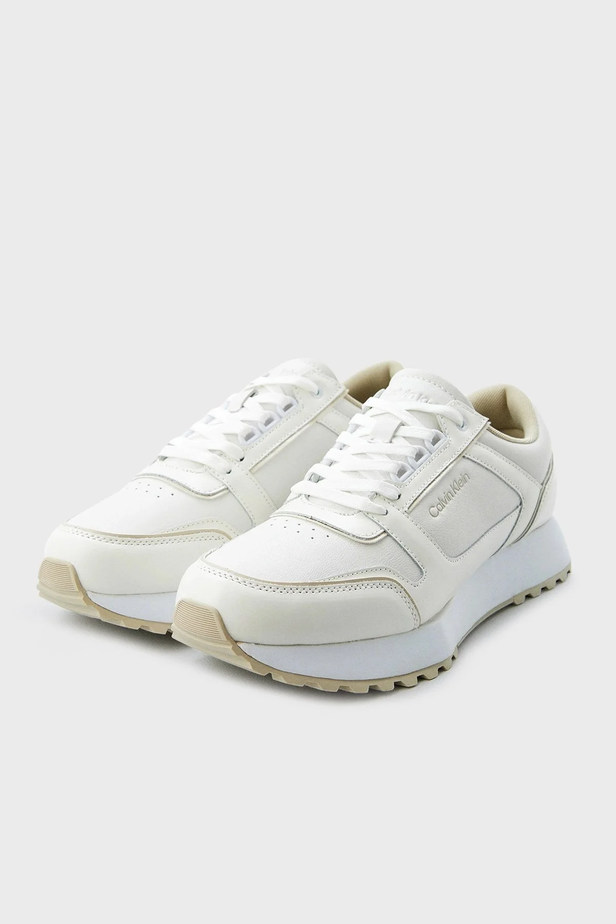 Calvin Klein Logolu Hakiki Deri Sneaker Erkek Ayakkabı HM0HM00996 0K6 BEYAZ - 2