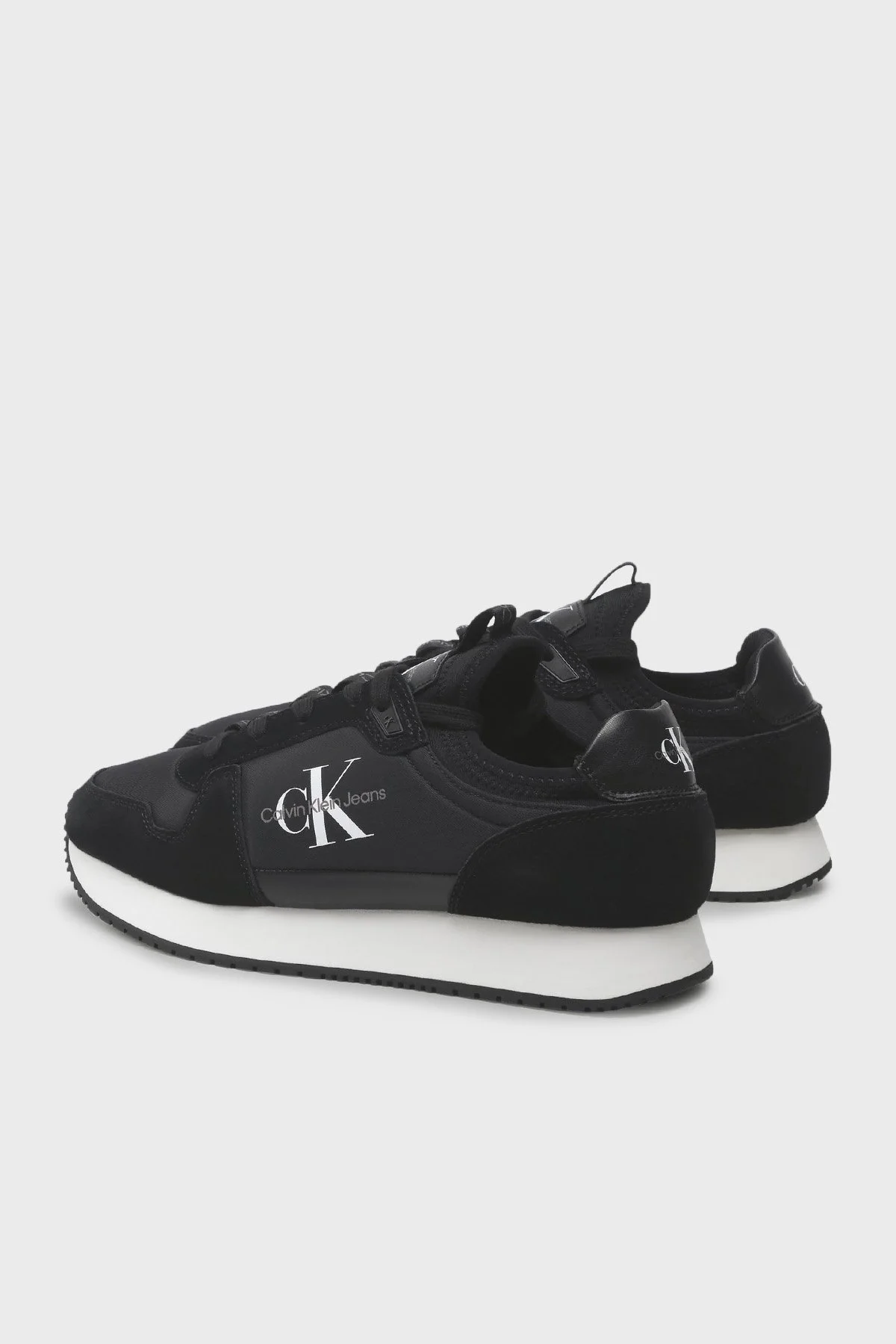 Calvin Klein Logolu Hakiki Deri Sneaker Erkek Ayakkabı YM0YM00553 01H SİYAH - 3