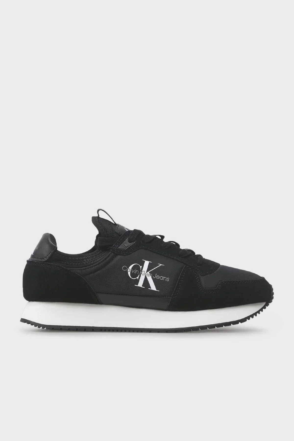 Calvin Klein Logolu Hakiki Deri Sneaker Erkek Ayakkabı YM0YM00553 01H SİYAH - 1