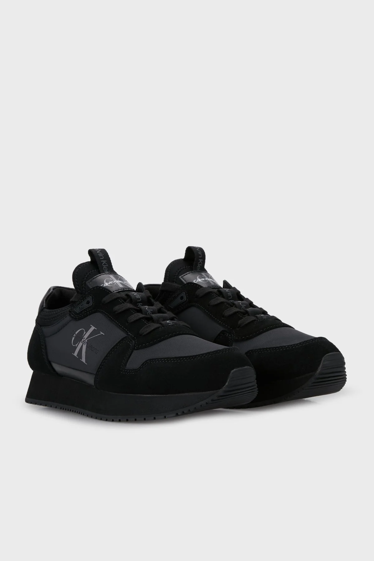 Calvin Klein Logolu Hakiki Deri Sneaker Erkek Ayakkabı YM0YM00553 0GL SİYAH - 3