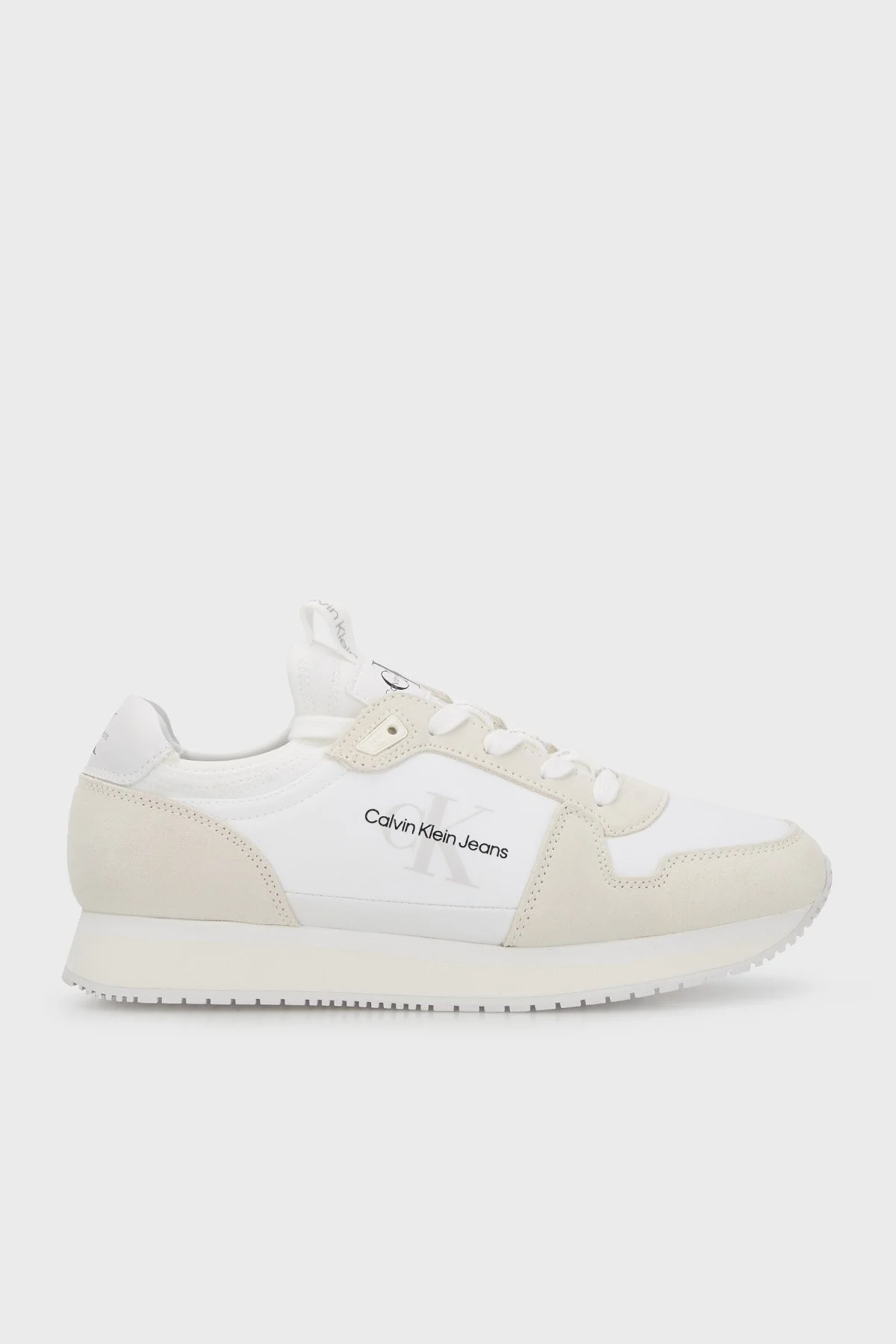 Calvin Klein Logolu Hakiki Deri Sneaker Erkek Ayakkabı YM0YM00553 0K7 BEYAZ - 1
