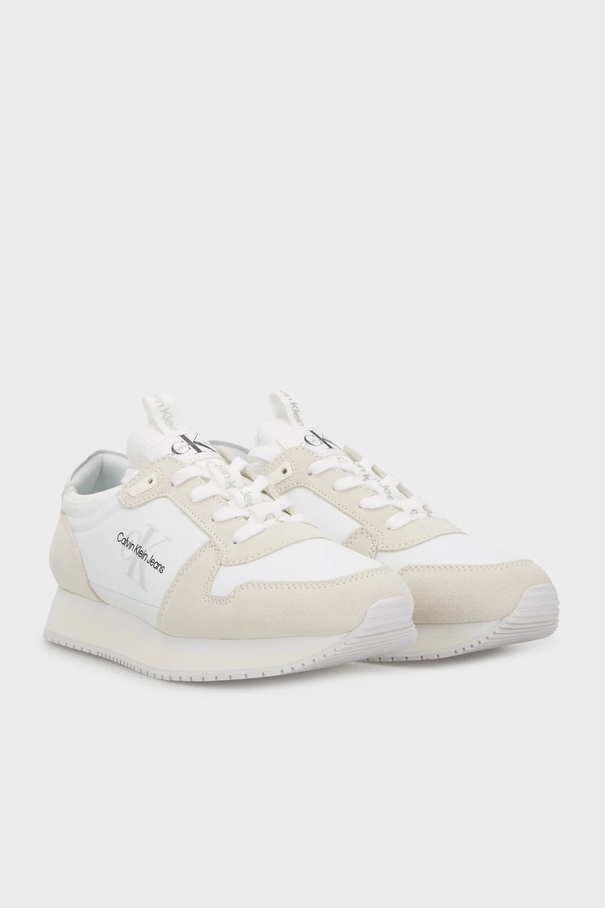 Calvin Klein Logolu Hakiki Deri Sneaker Erkek Ayakkabı YM0YM00553 0K7 BEYAZ - 3