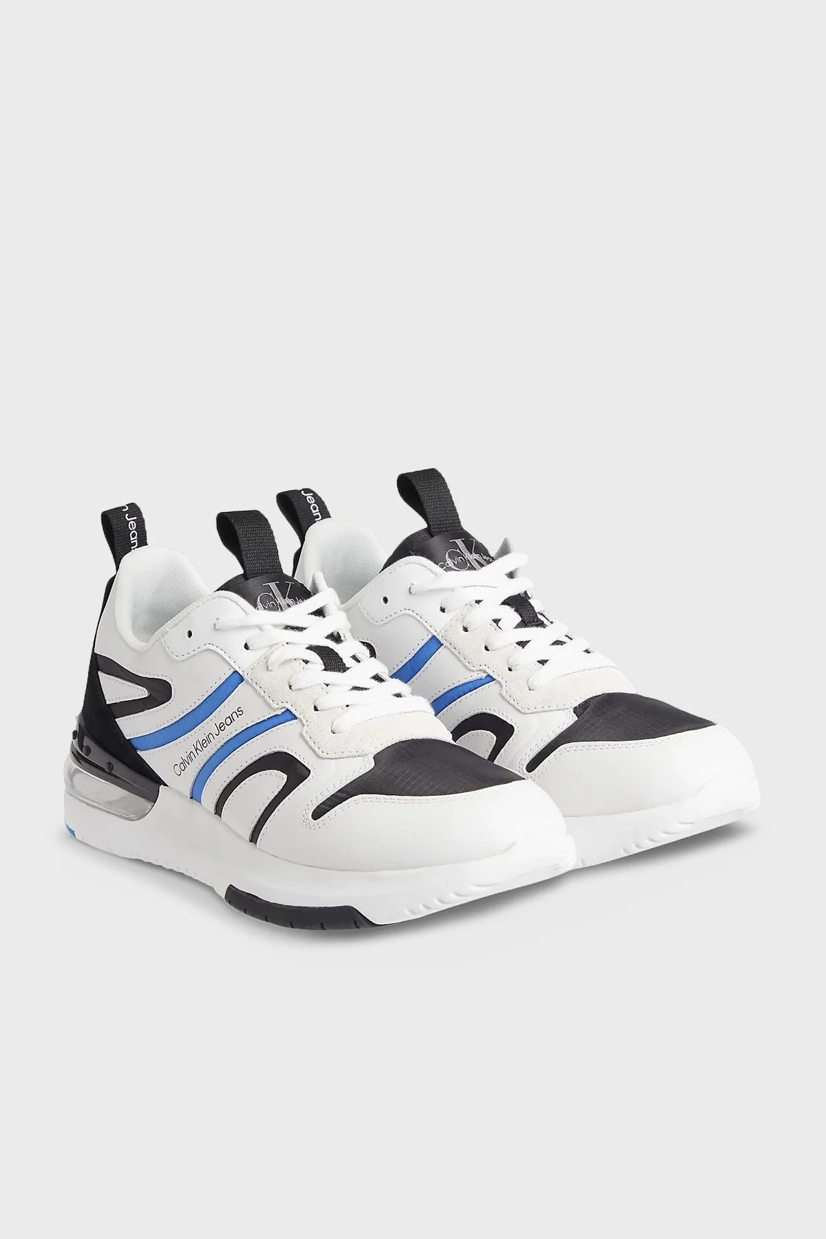 Calvin Klein Logolu Hakiki Deri Sneaker Erkek Ayakkabı YM0YM00586 0G2 BEYAZ-SİYAH - 2