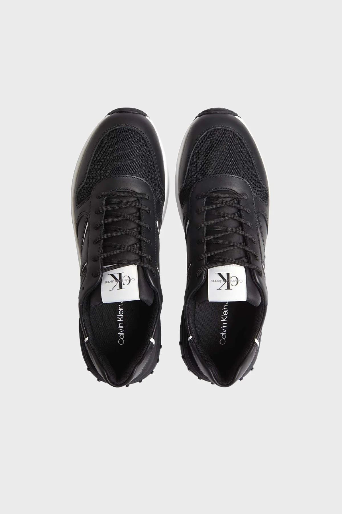 Calvin Klein Logolu Hakiki Deri Sneaker Erkek Ayakkabı YM0YM00588 0GM SİYAH - 4
