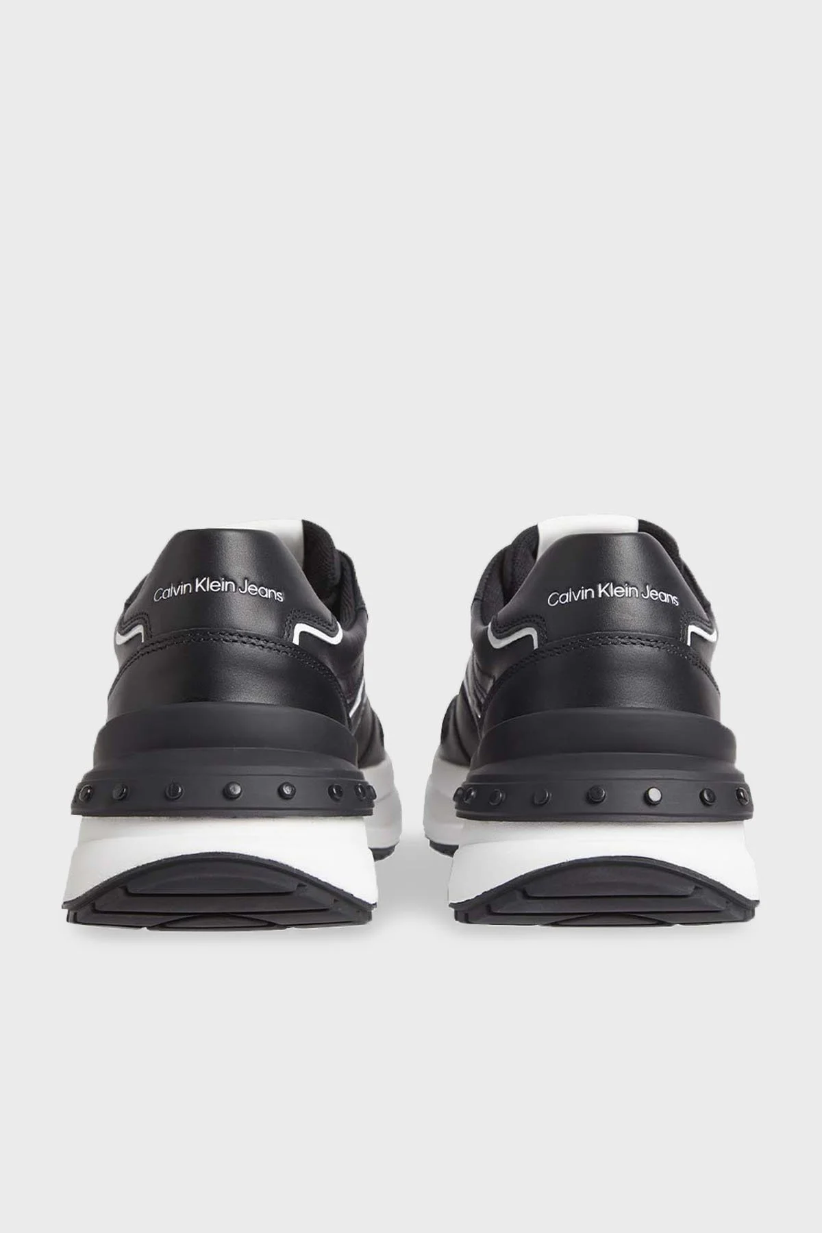 Calvin Klein Logolu Hakiki Deri Sneaker Erkek Ayakkabı YM0YM00588 0GM SİYAH - 5