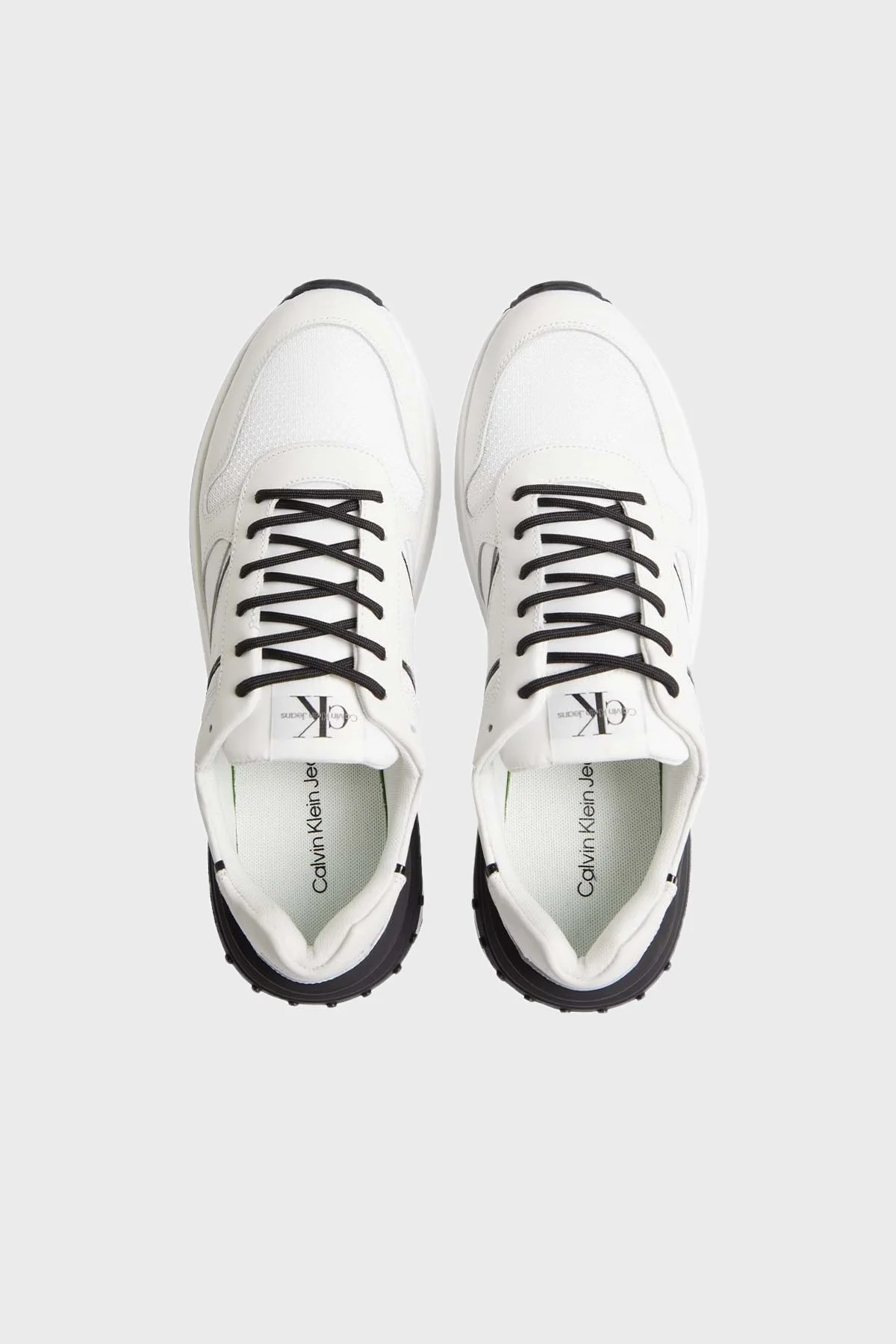 Calvin Klein Logolu Hakiki Deri Sneaker Erkek Ayakkabı YM0YM00588 0K4 BEYAZ - 3