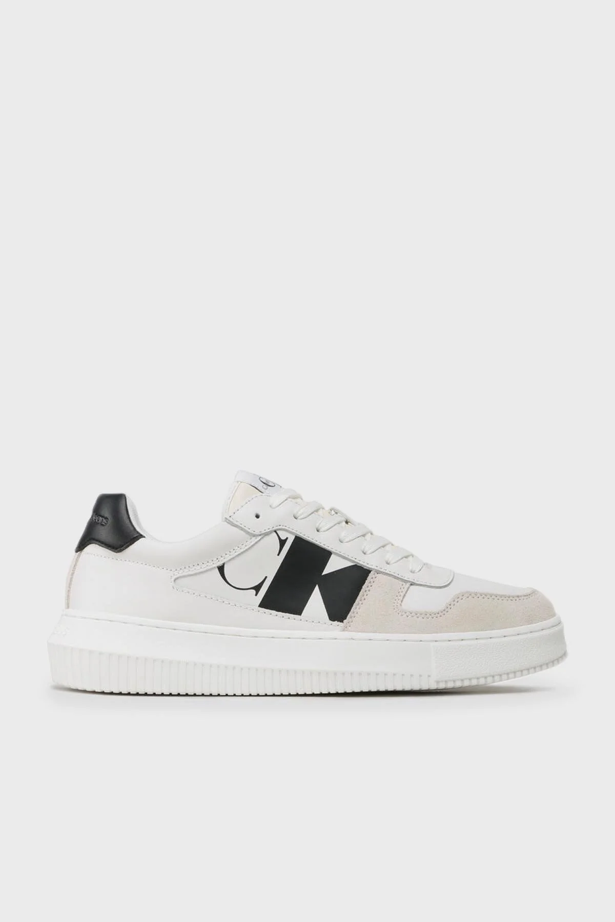 Calvin Klein Logolu Hakiki Deri Sneaker Erkek Ayakkabı YM0YM00703 ACF BEYAZ - 1