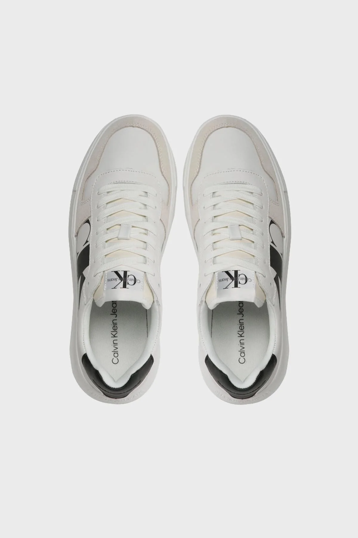 Calvin Klein Logolu Hakiki Deri Sneaker Erkek Ayakkabı YM0YM00703 ACF BEYAZ - 4