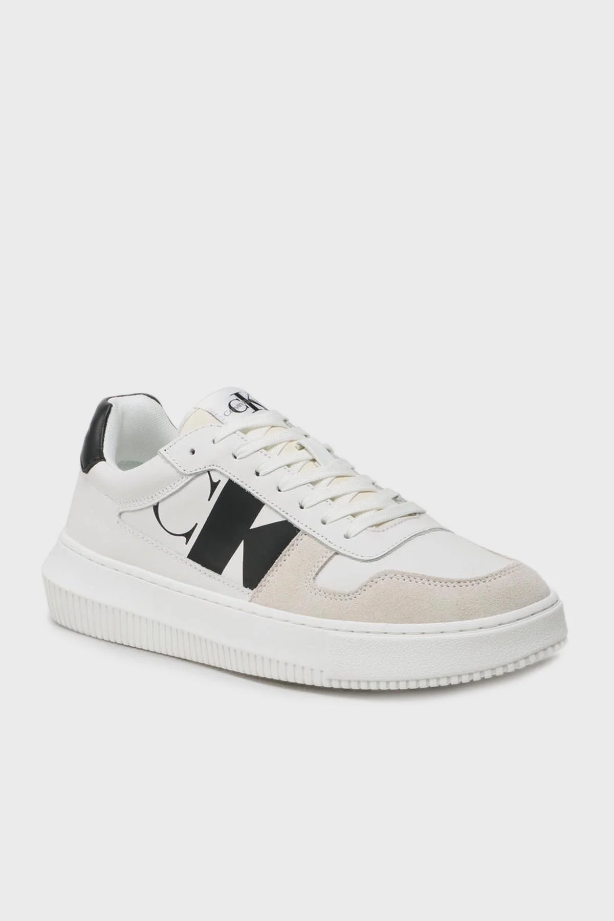 Calvin Klein Logolu Hakiki Deri Sneaker Erkek Ayakkabı YM0YM00703 ACF BEYAZ - 5