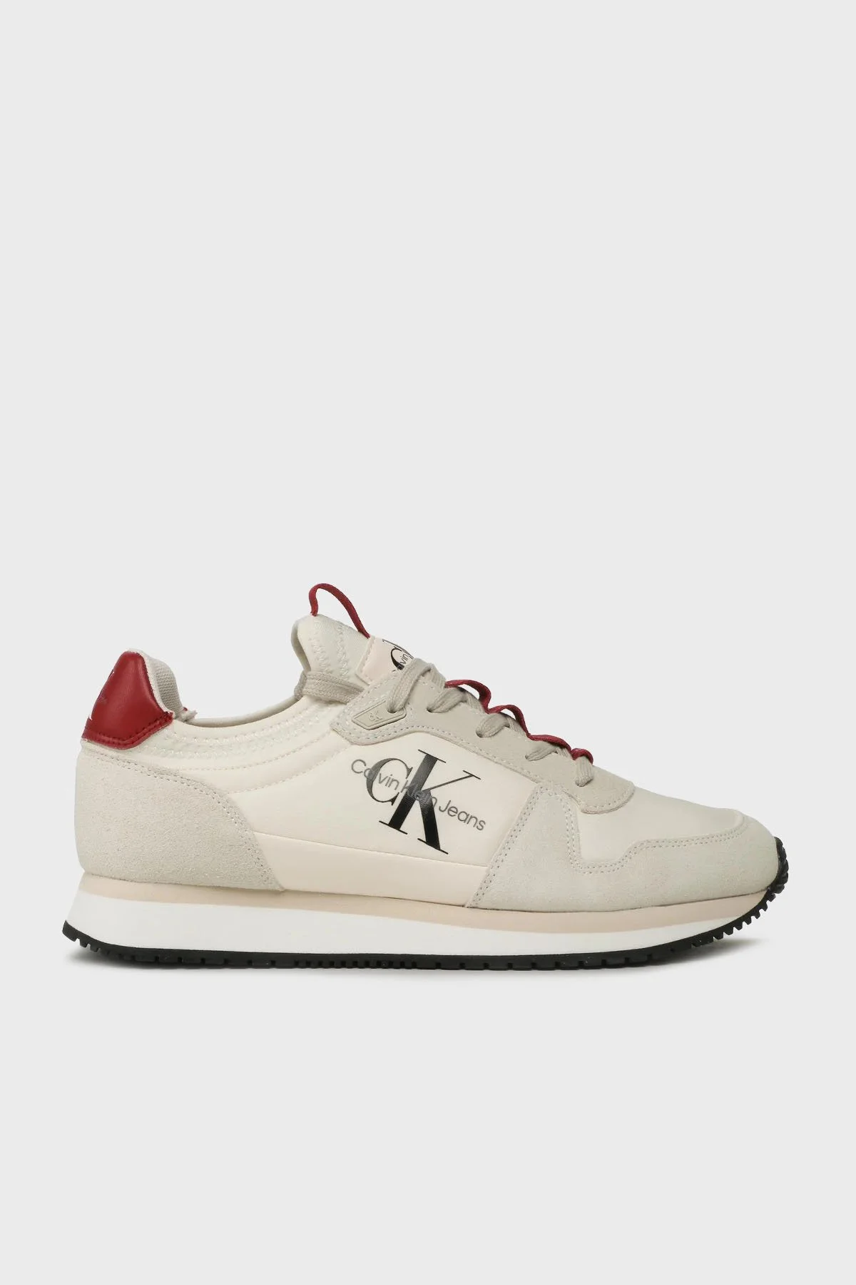 Calvin Klein Logolu Hakiki Deri Sneaker YM0YM0055302Z Erkek Ayakkabı YM0YM00553 02Z BEYAZ-BEJ - 1