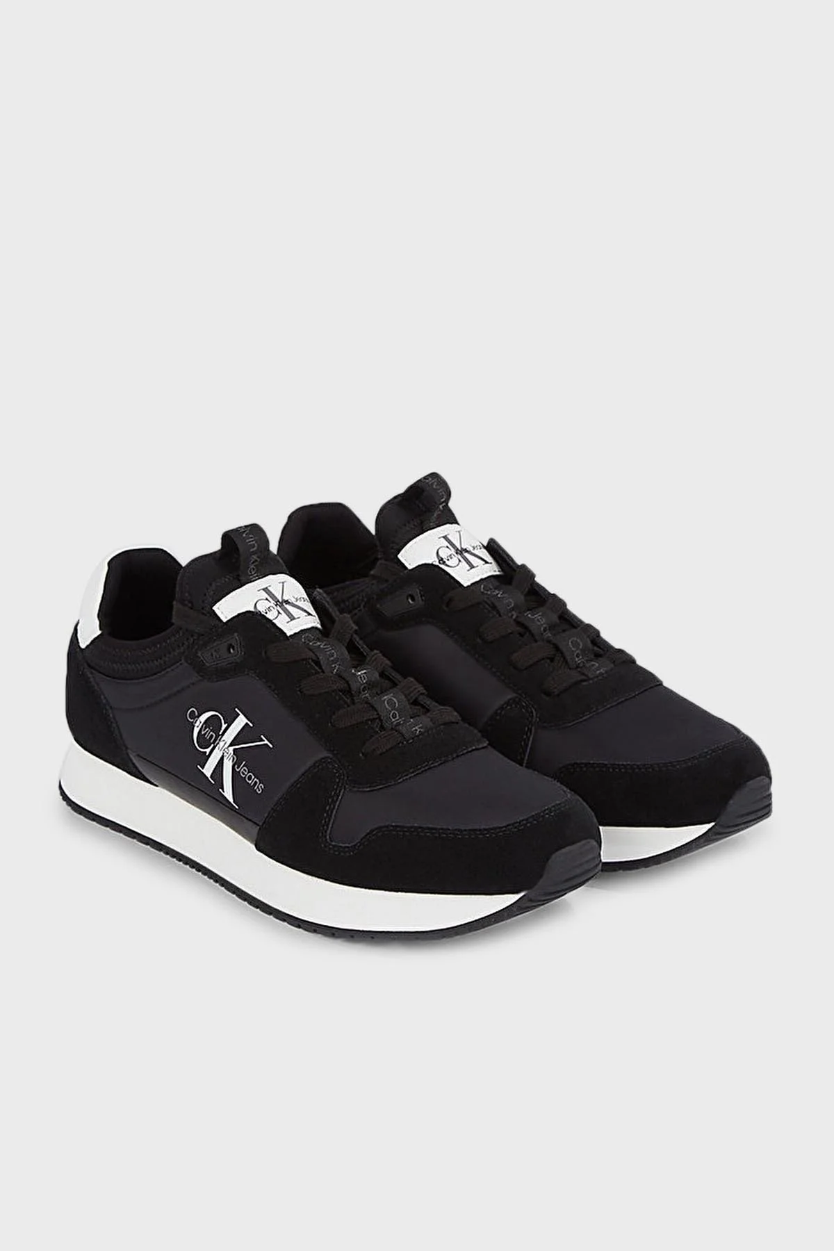 Calvin Klein Logolu Hakiki Deri Sneaker YM0YM005530GQ Erkek Ayakkabı YM0YM00553 0GQ SİYAH-BEYAZ - 9