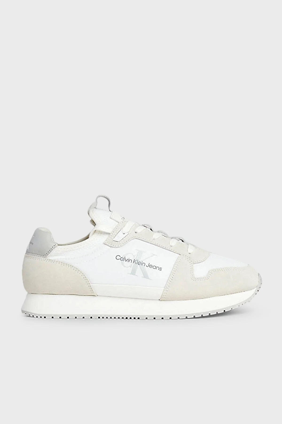 Calvin Klein Logolu Hakiki Deri Sneaker YM0YM005530K4 Erkek Ayakkabı YM0YM00553 0K4 BEYAZ - 1