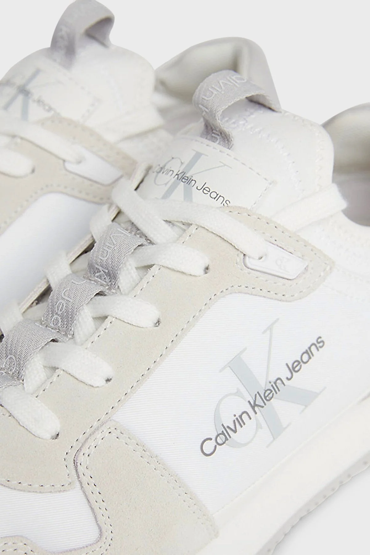 Calvin Klein Logolu Hakiki Deri Sneaker YM0YM005530K4 Erkek Ayakkabı YM0YM00553 0K4 BEYAZ - 4