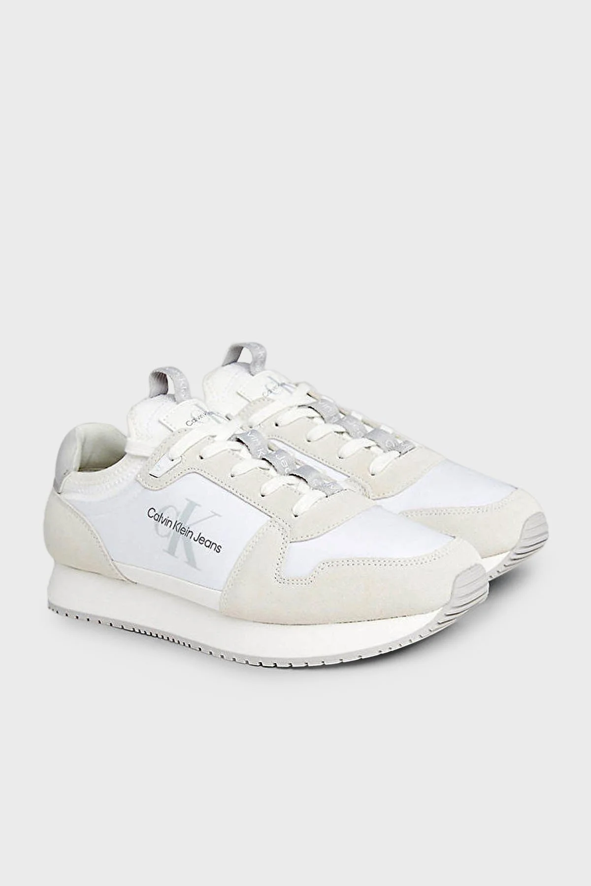 Calvin Klein Logolu Hakiki Deri Sneaker YM0YM005530K4 Erkek Ayakkabı YM0YM00553 0K4 BEYAZ - 12