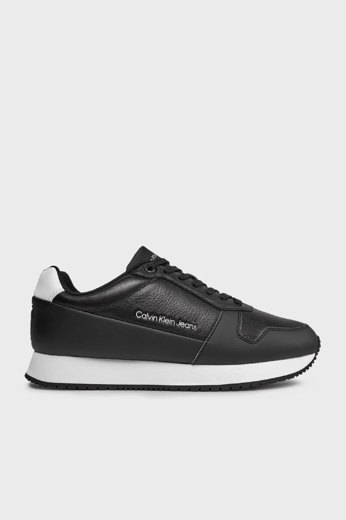 Calvin Klein Logolu Hakiki Deri Sneaker YM0YM008630GM Erkek Ayakkabı YM0YM00863 0GM SİYAH-BEYAZ - 1