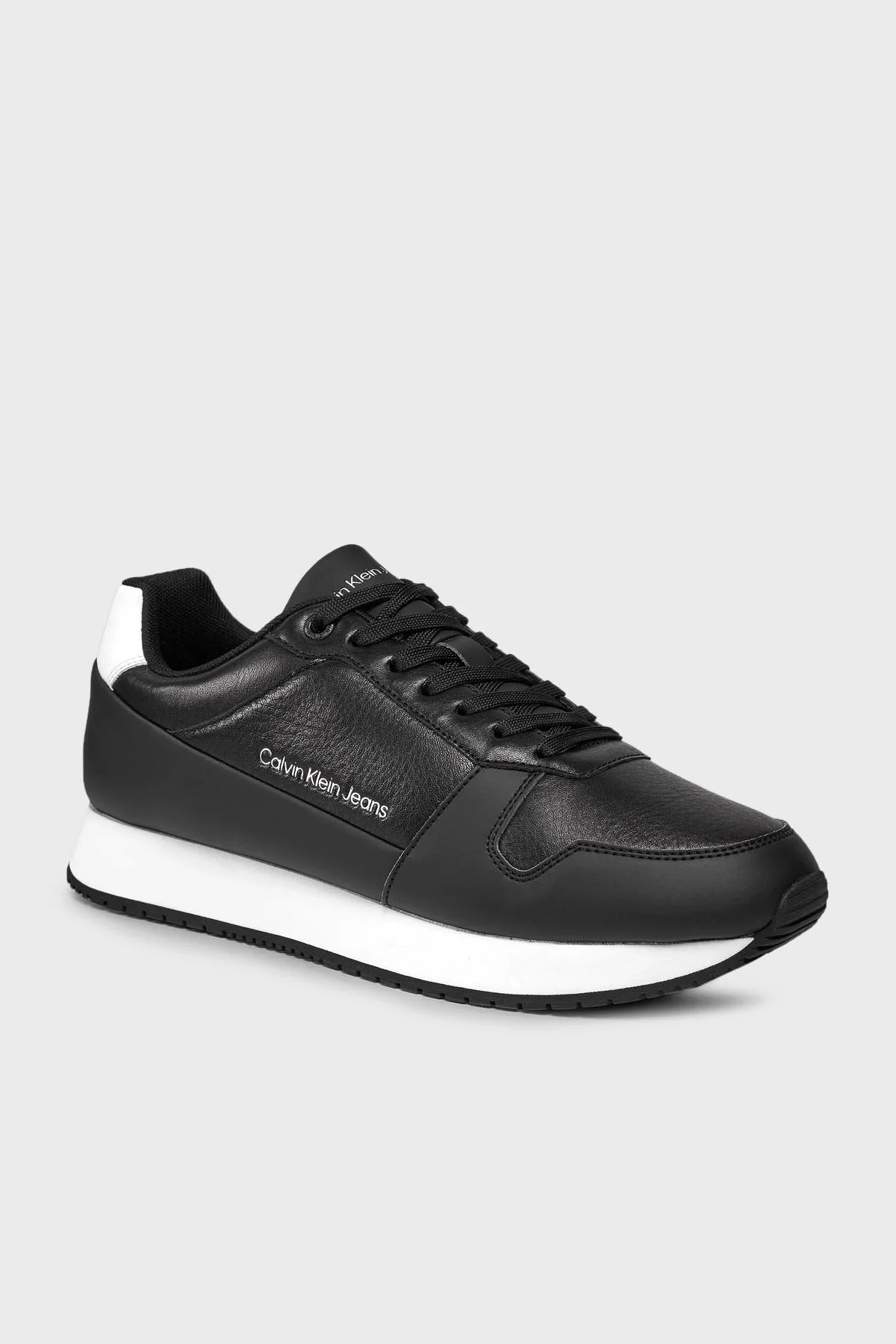 Calvin Klein Logolu Hakiki Deri Sneaker YM0YM008630GM Erkek Ayakkabı YM0YM00863 0GM SİYAH-BEYAZ - 6