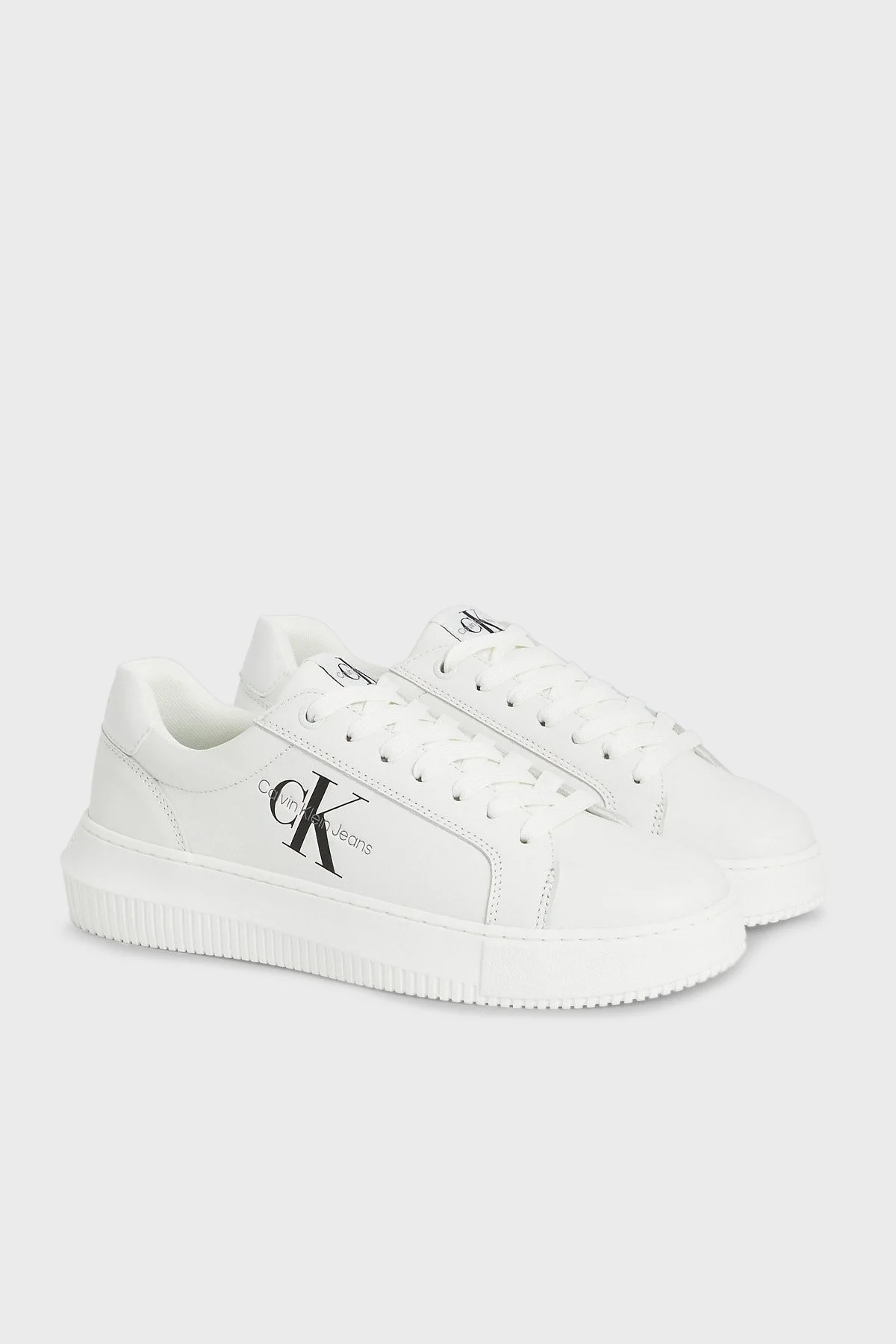 Calvin Klein Logolu Hakiki Deri Sneaker YW0YW00823YBR Bayan Ayakkabı YW0YW00823 YBR BEYAZ - 2