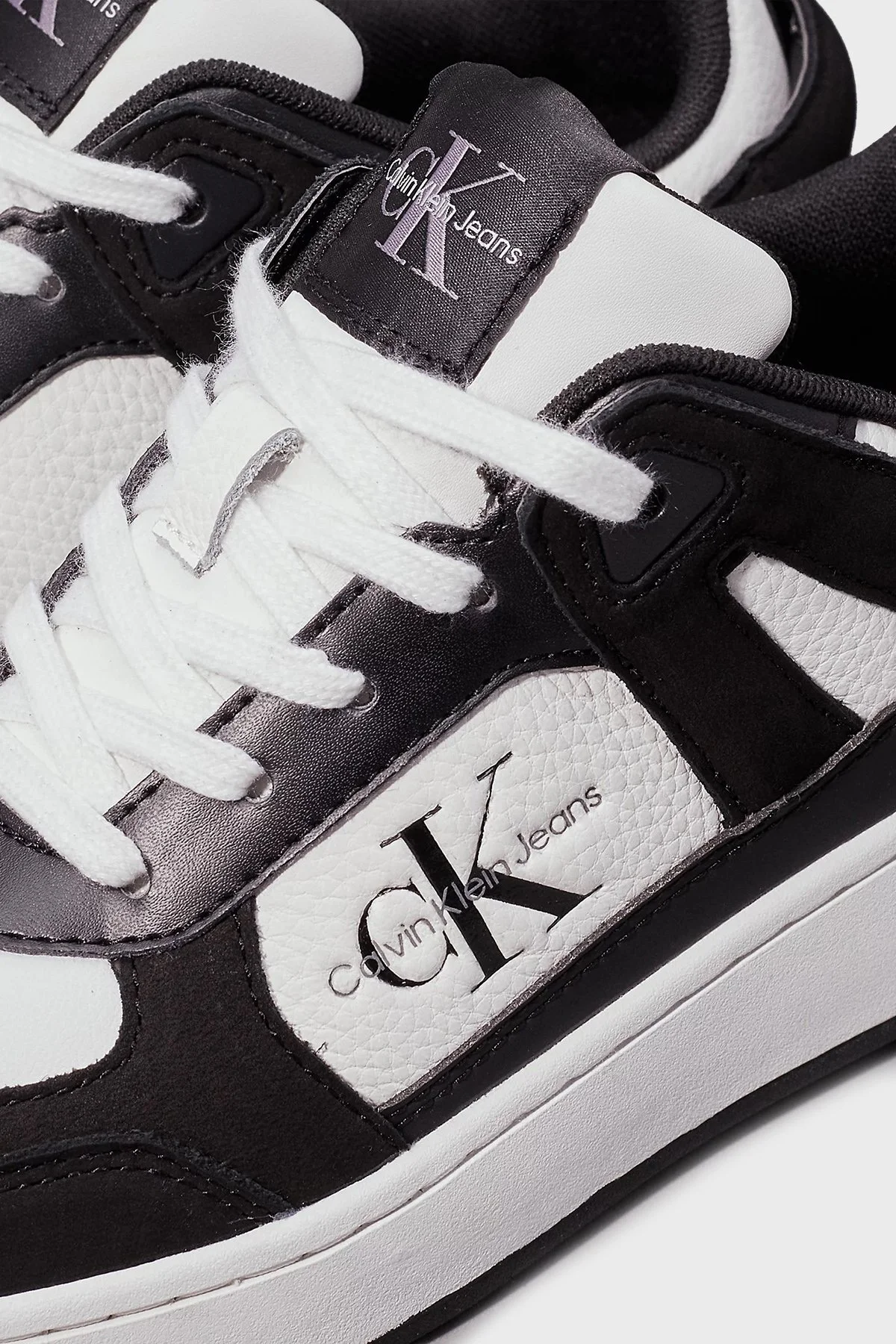 Calvin Klein Logolu Hakiki Deri Sneaker YW0YW015790GM Bayan Ayakkabı YW0YW01579 0GM SİYAH-BEYAZ - 11