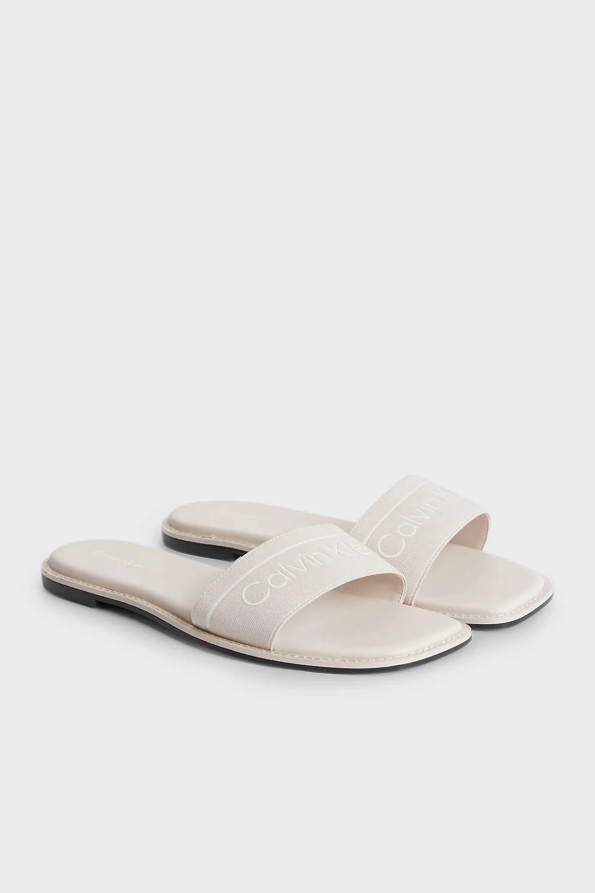 Calvin Klein Logolu HW0HW00817ABH Bayan Terlik HW0HW00817 ABH BEJ - 6