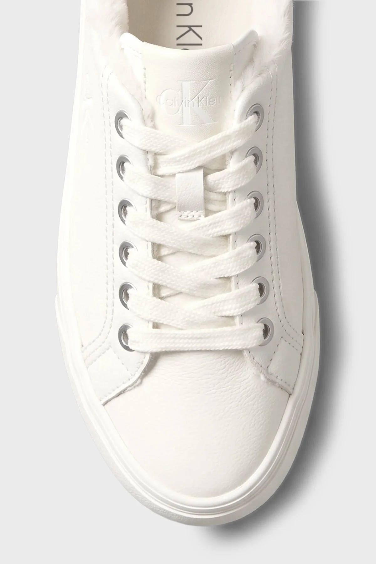 Calvin Klein Logolu İçi Kürklü Deri Sneaker HW0HW03235YBJ Kadın Ayakkabı HW0HW03235 YBJ Krem - 4