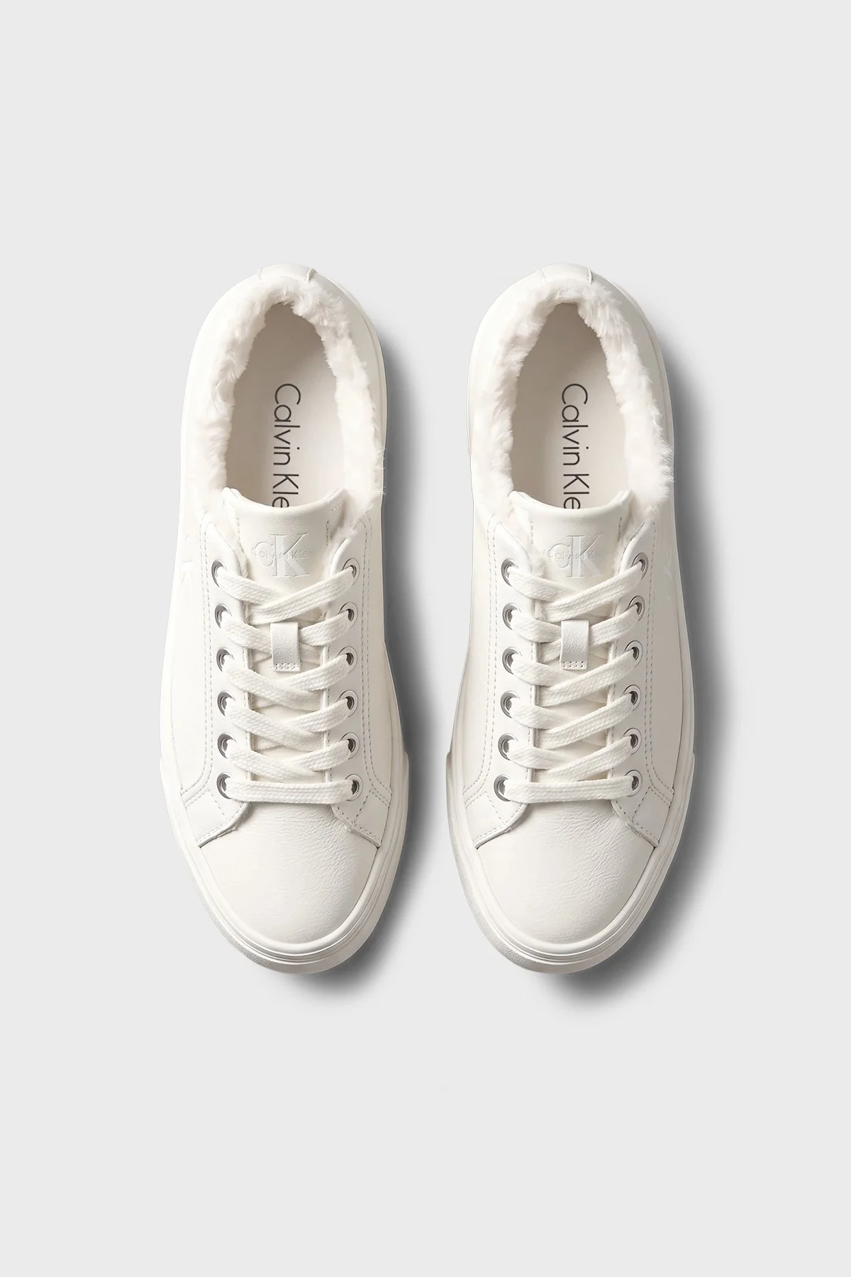 Calvin Klein Logolu İçi Kürklü Deri Sneaker HW0HW03235YBJ Kadın Ayakkabı HW0HW03235 YBJ Krem - 5