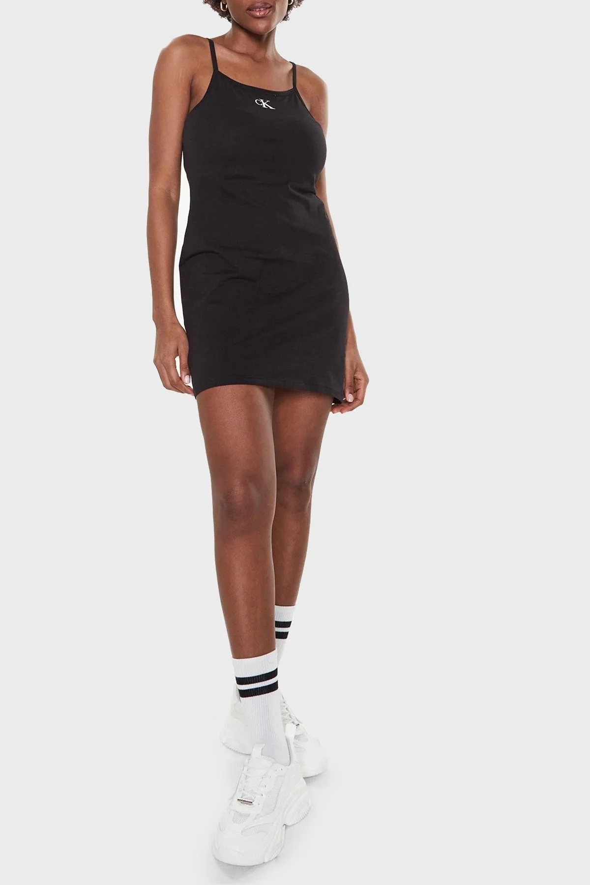 Calvin Klein Logolu İnce Askılı Pamuklu Regular Fit Bodycon KW0KW02093BEH Bayan Elbise KW0KW02093 BEH SİYAH - 2
