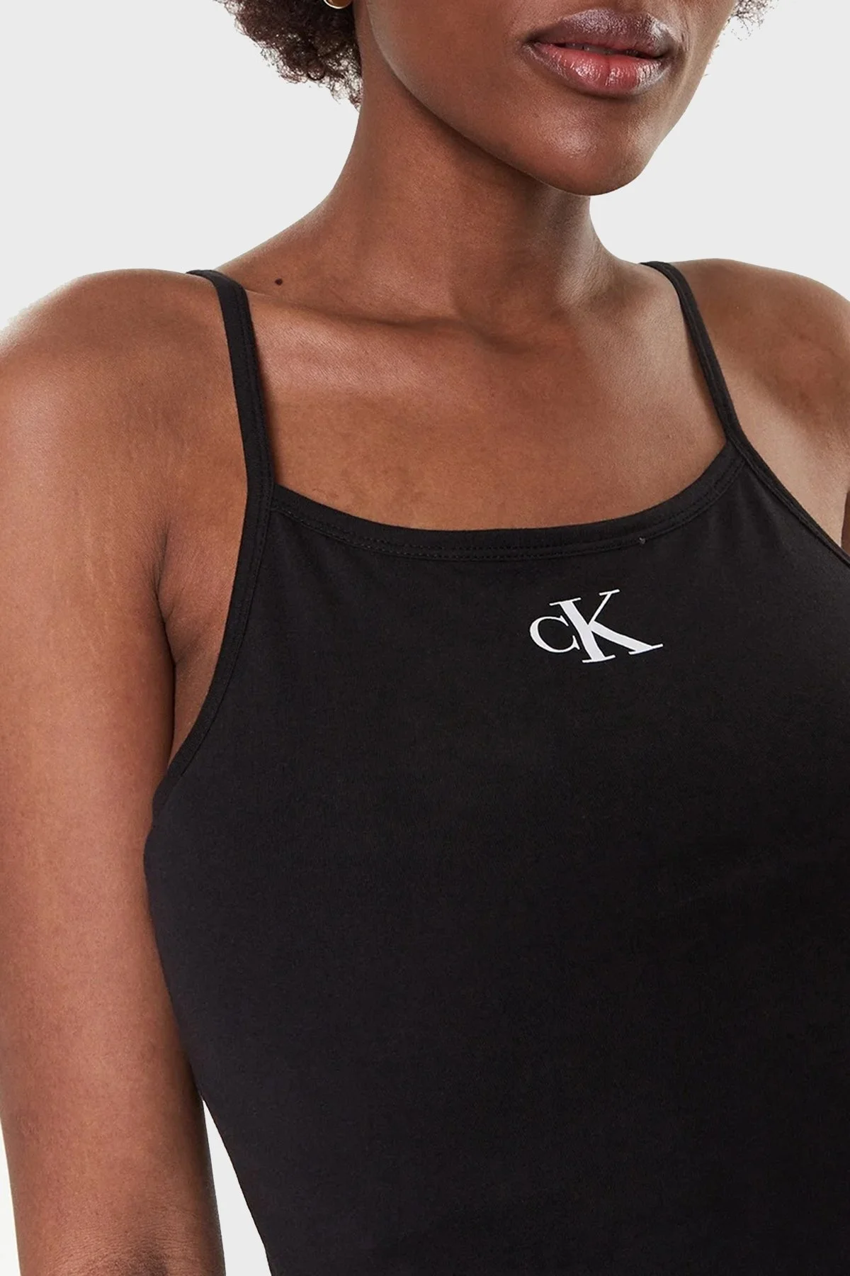 Calvin Klein Logolu İnce Askılı Pamuklu Regular Fit Bodycon KW0KW02093BEH Bayan Elbise KW0KW02093 BEH SİYAH - 4