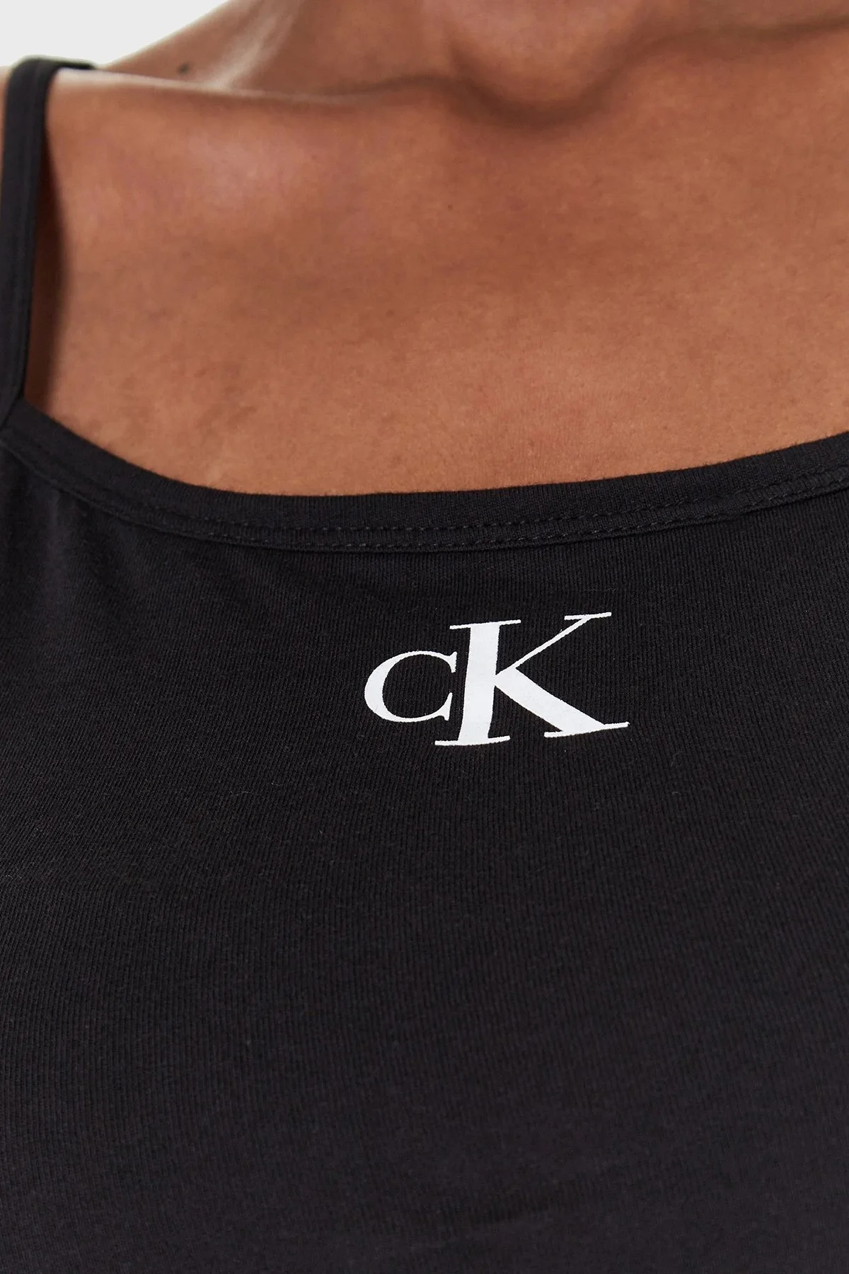 Calvin Klein Logolu İnce Askılı Pamuklu Regular Fit Bodycon KW0KW02093BEH Bayan Elbise KW0KW02093 BEH SİYAH - 5