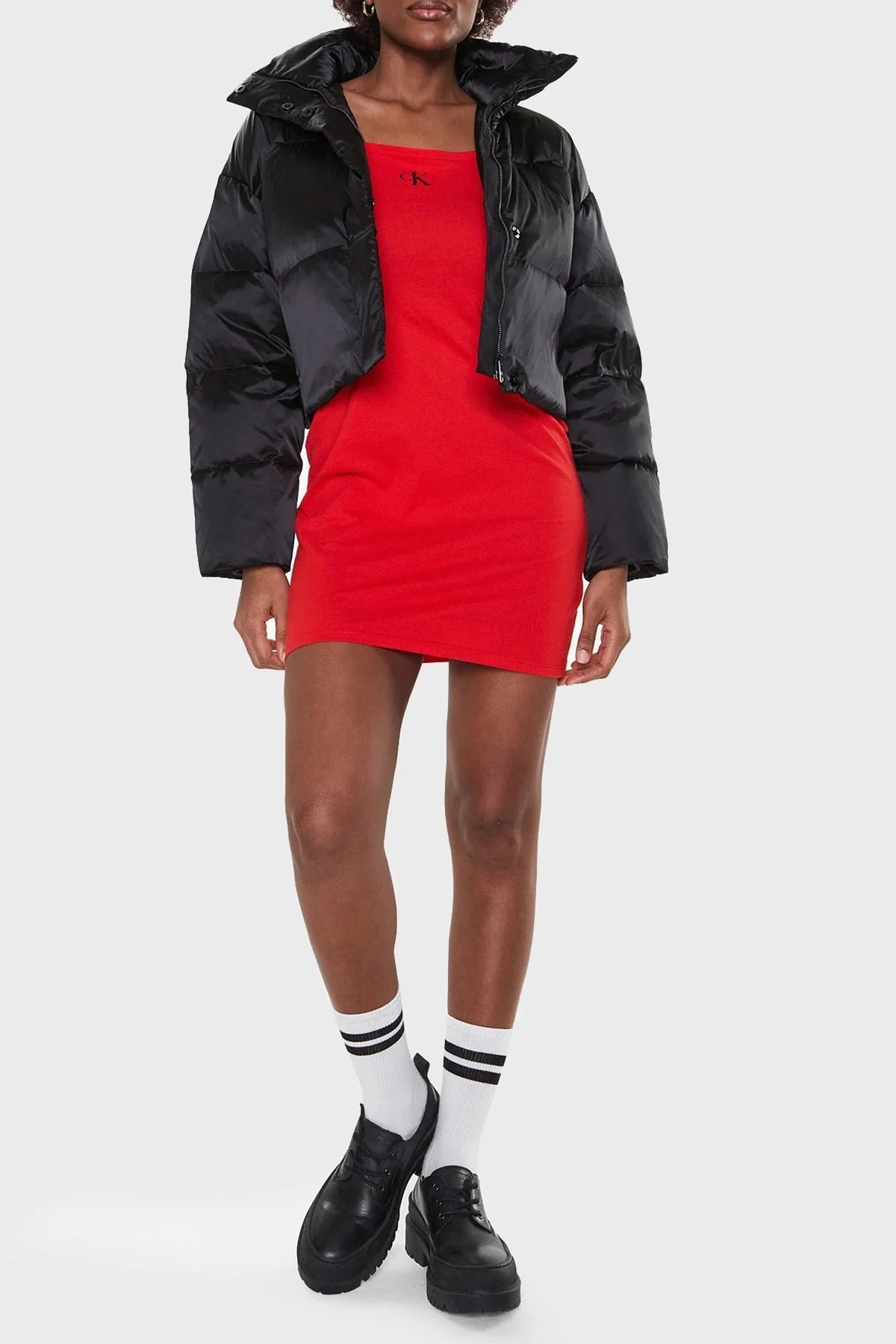 Calvin Klein Logolu İnce Askılı Pamuklu Regular Fit Bodycon KW0KW02093XNE Bayan Elbise KW0KW02093 XNE KIRMIZI - 2