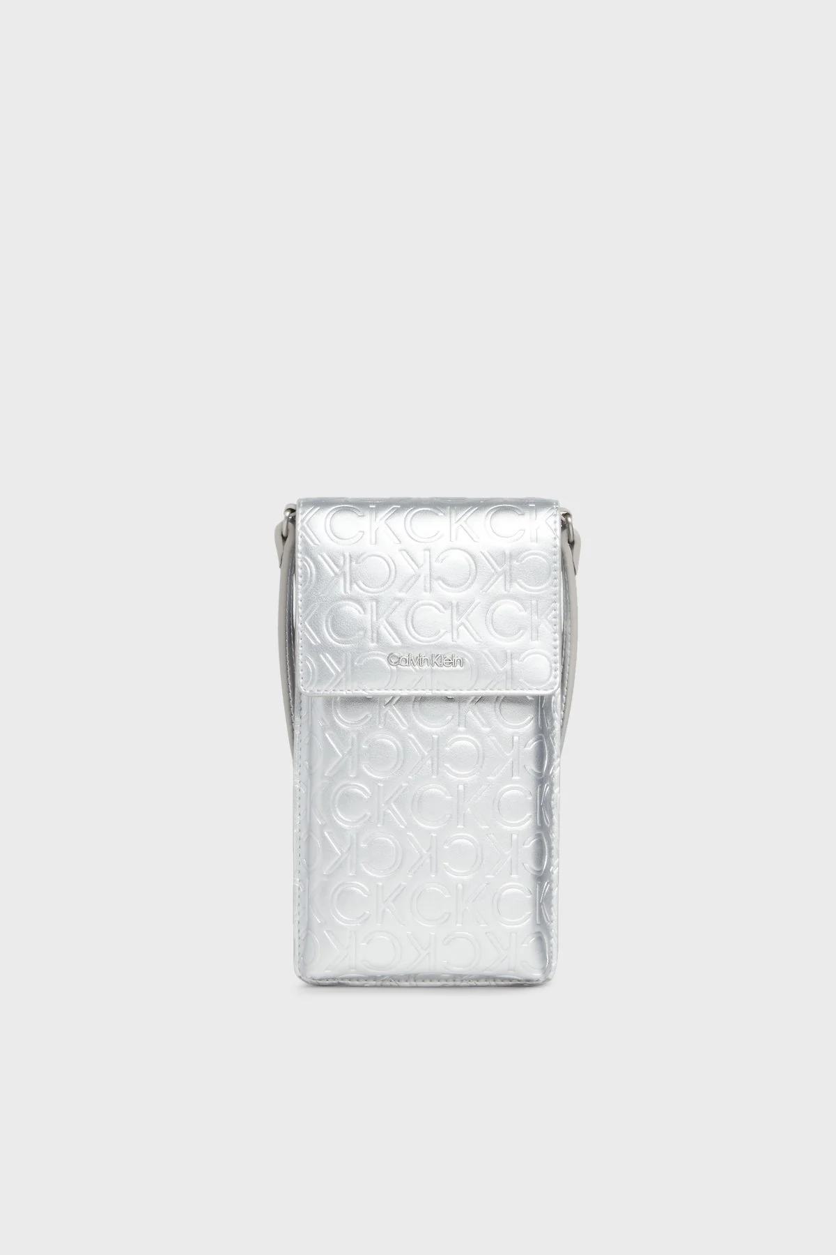 Calvin Klein Logolu K60K611436PE6 Bayan Telefon Çantası K60K611436 PE6 GÜMÜŞ - 1