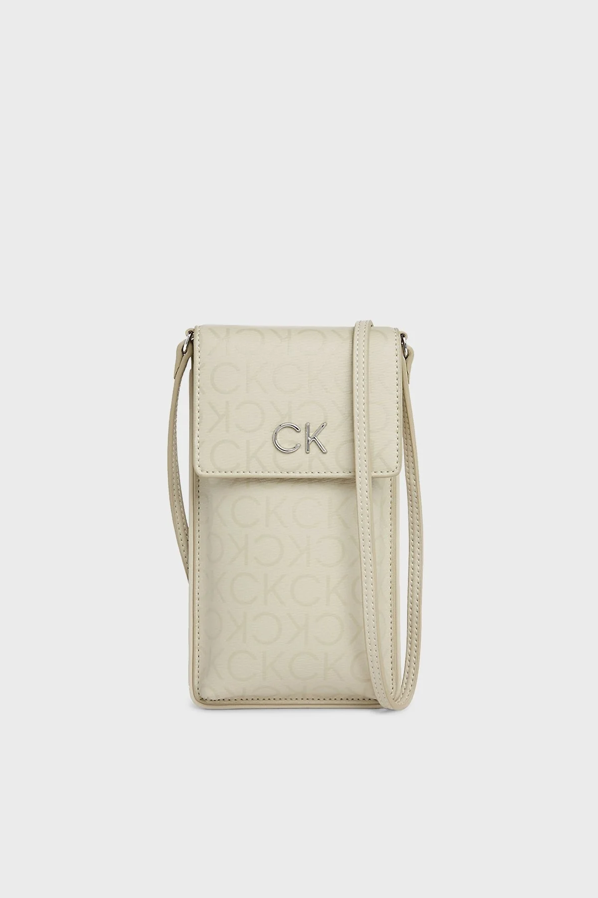 Calvin Klein Logolu K60K611708PEA Bayan Telefon Çantası K60K611708 PEA BEJ - 1