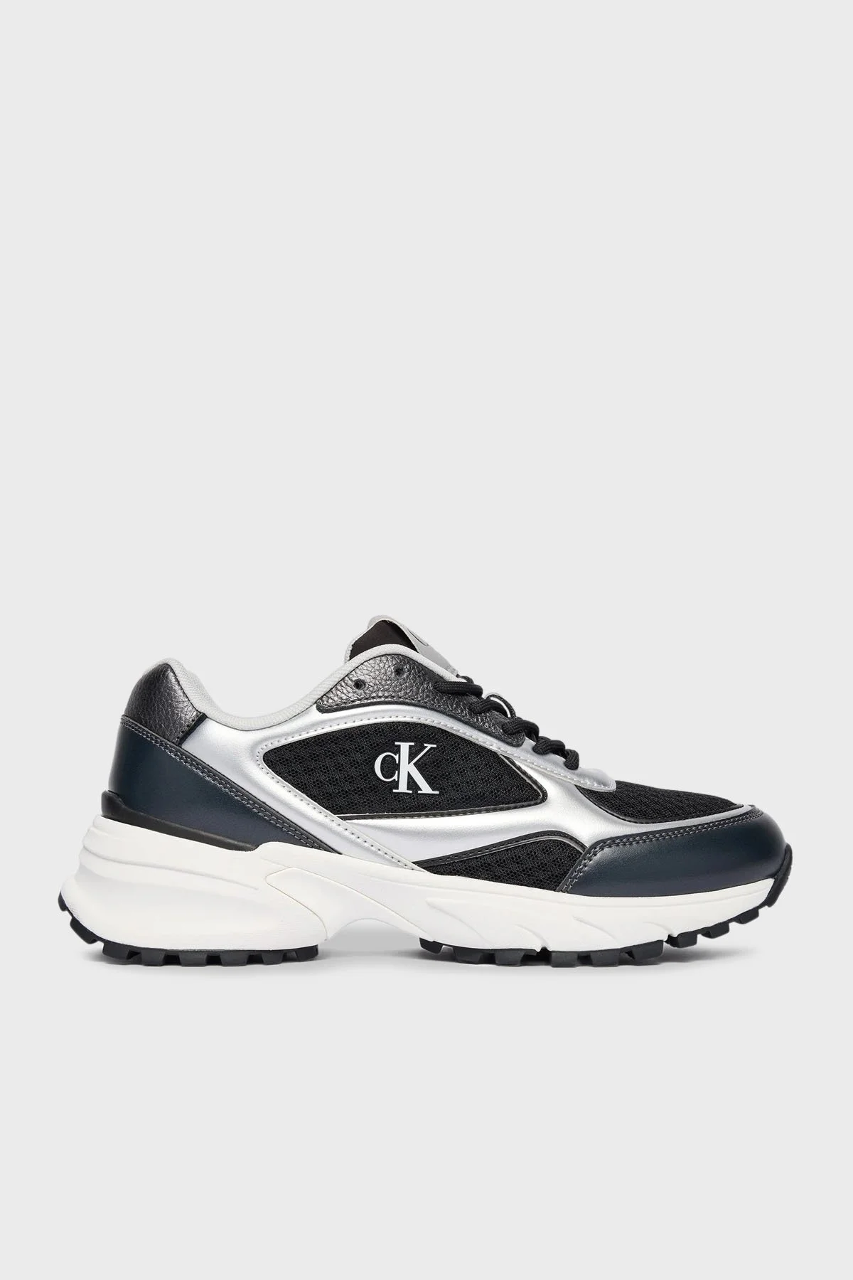 Calvin Klein Logolu Kalın Taban Sneaker YW0YW0206301L Bayan Ayakkabı YW0YW02063 01L SİYAH-GÜMÜŞ - 1