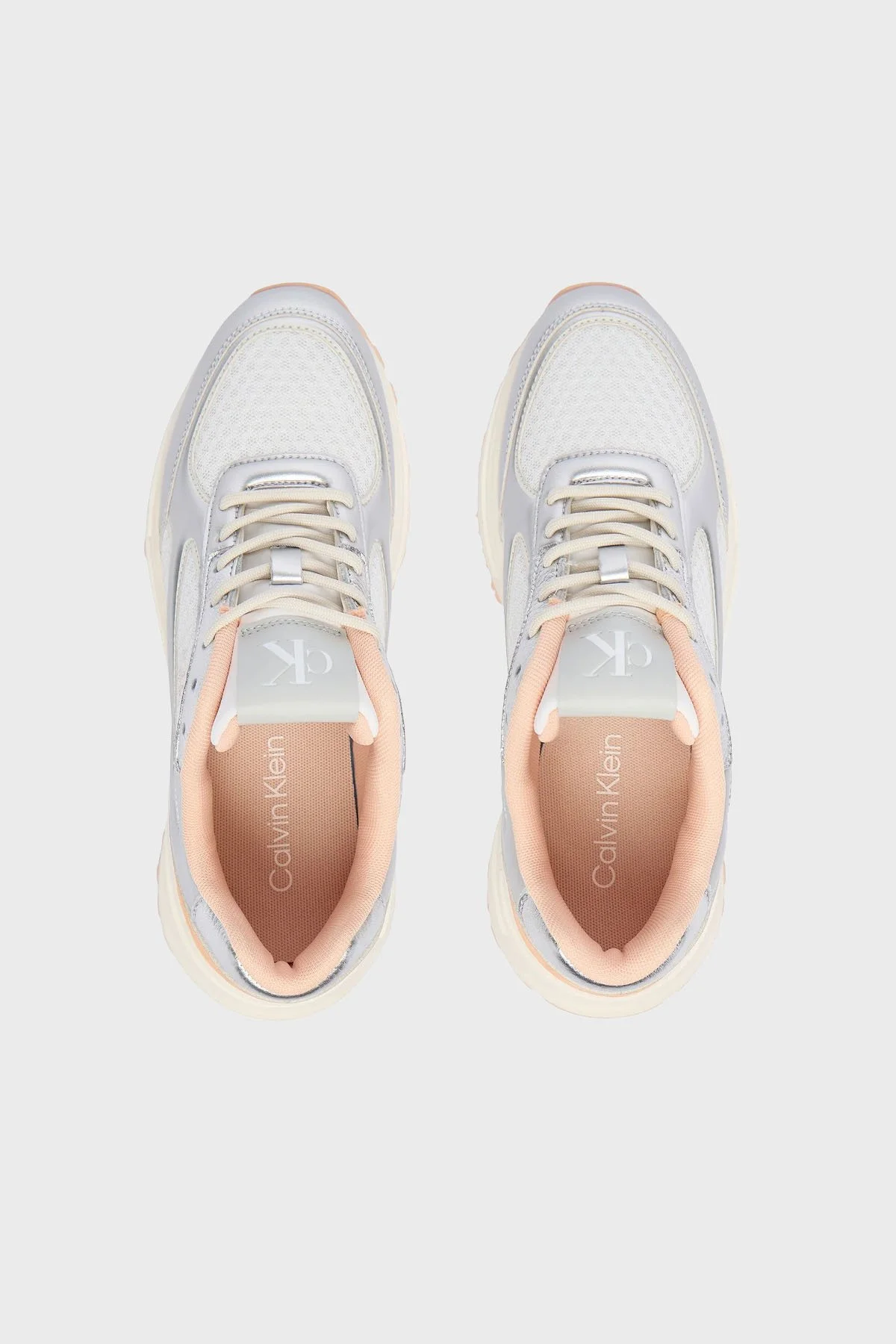 Calvin Klein Logolu Kalın Taban Sneaker YW0YW020630I7 Bayan Ayakkabı YW0YW02063 0I7 BEYAZ-GÜMÜŞ - 4