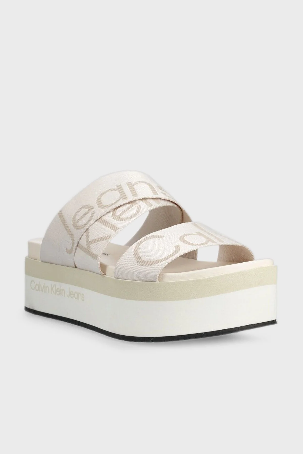 Calvin Klein Logolu Kalın Tabanlı Bayan Terlik YW0YW00966 YBH BEYAZ - 2