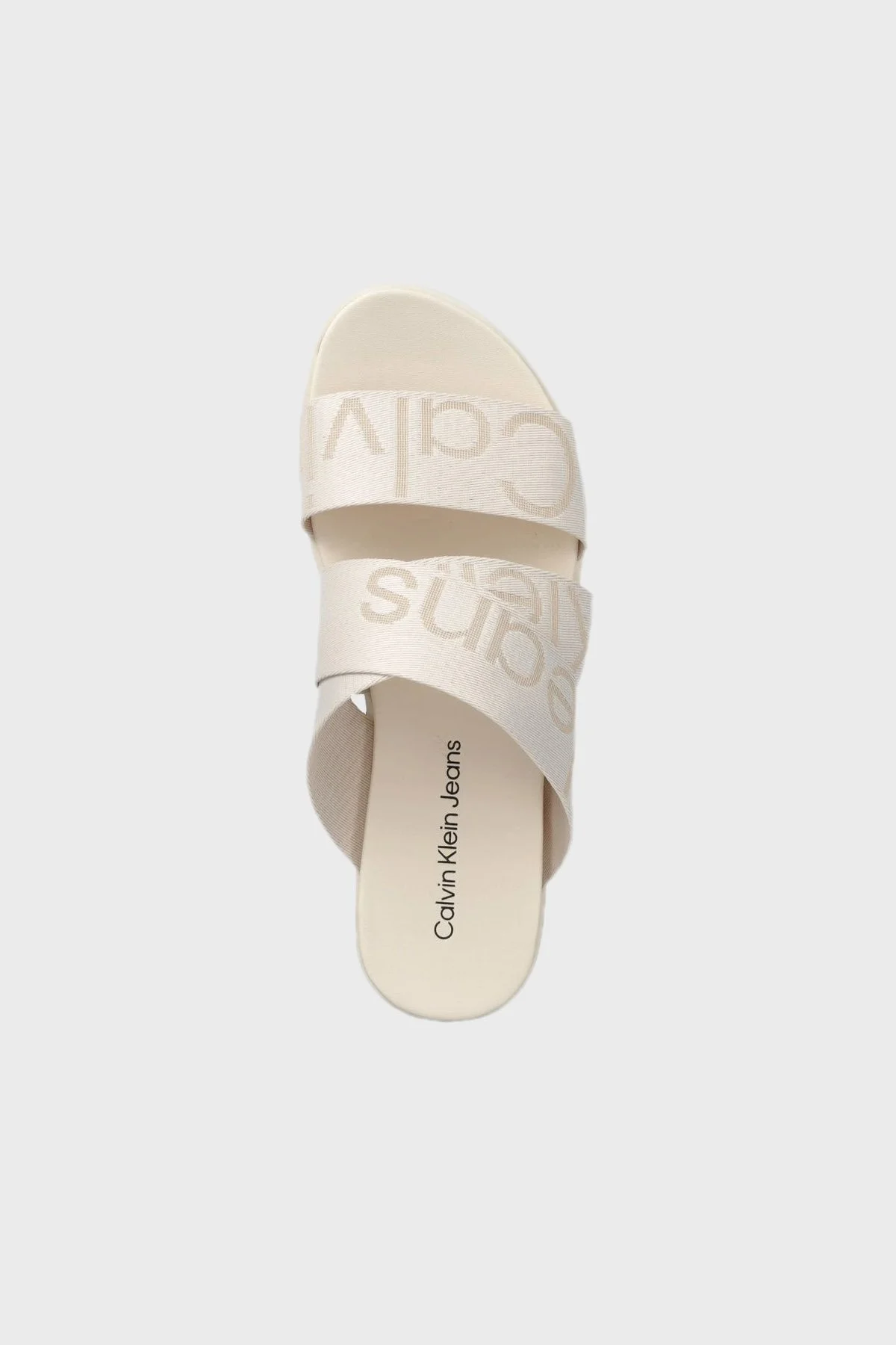 Calvin Klein Logolu Kalın Tabanlı Bayan Terlik YW0YW00966 YBH BEYAZ - 3