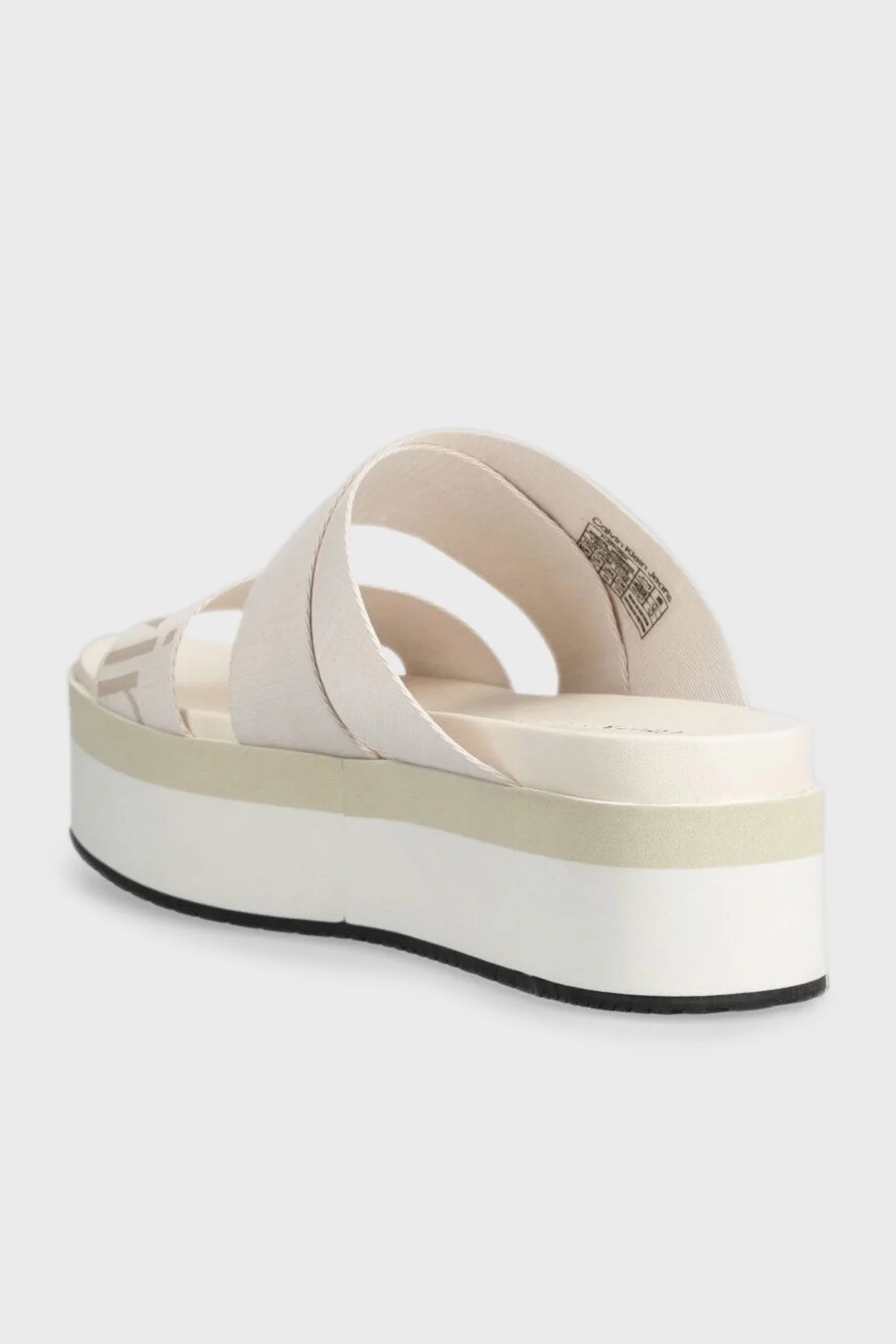 Calvin Klein Logolu Kalın Tabanlı Bayan Terlik YW0YW00966 YBH BEYAZ - 4