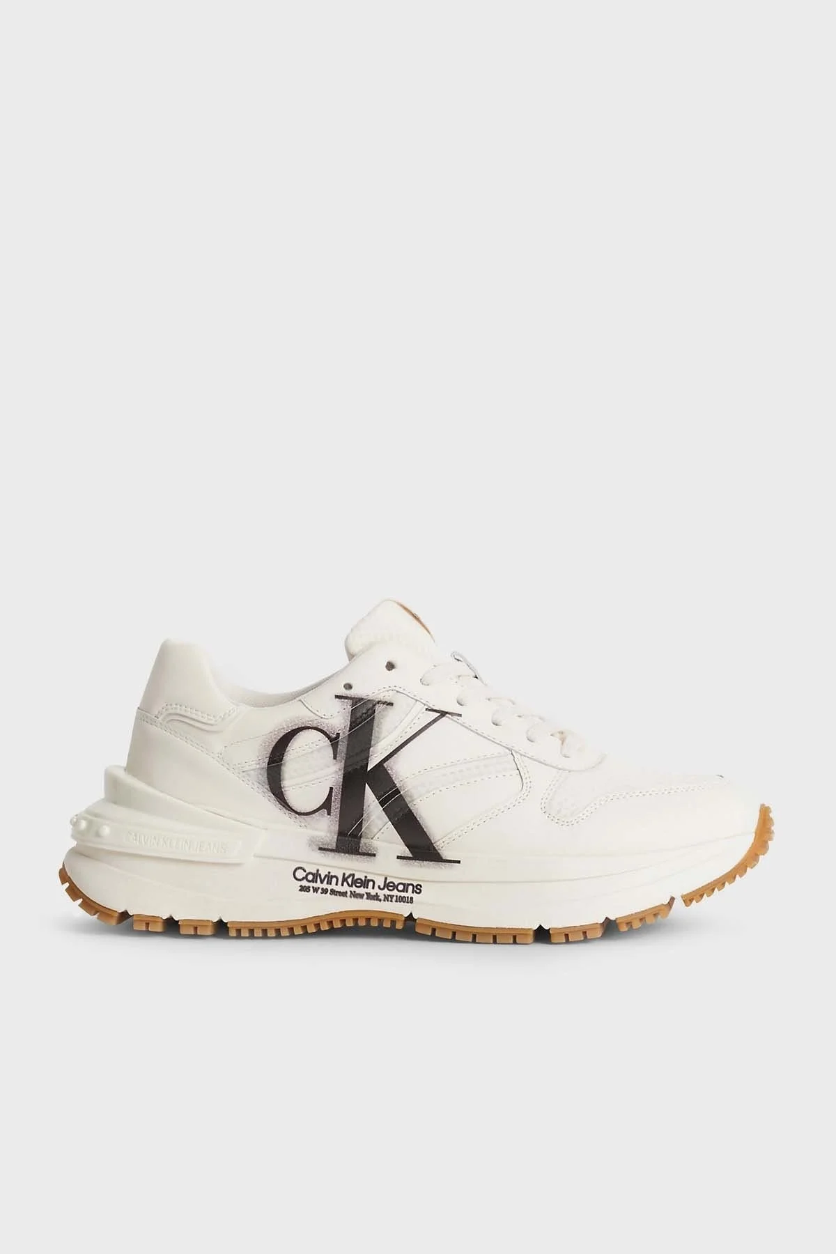 Calvin Klein Logolu Kalın Tabanlı Deri Sneaker YW0YW009410LB Bayan Ayakkabı YW0YW00941 0LB BEYAZ-SİYAH - 1