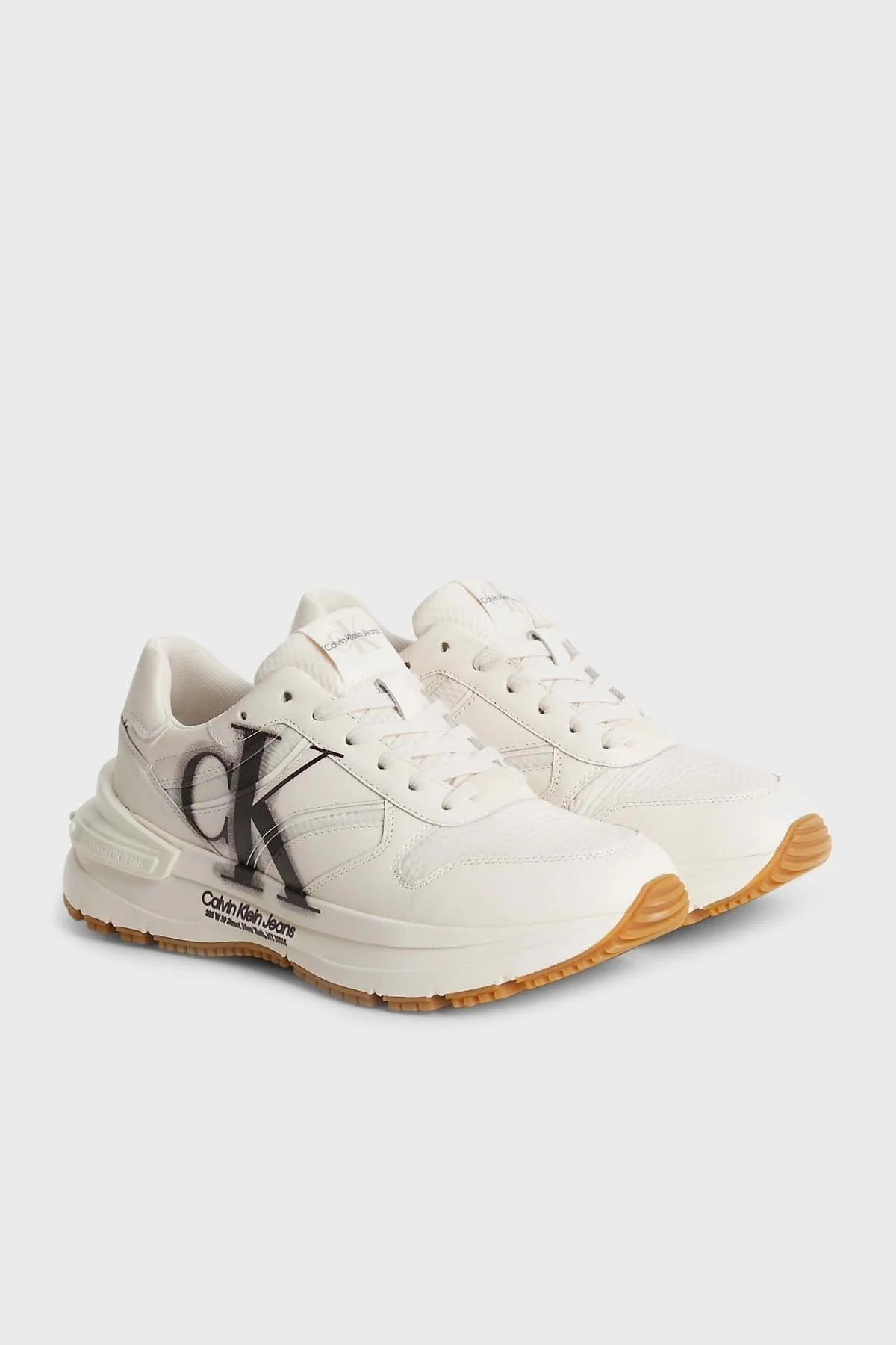 Calvin Klein Logolu Kalın Tabanlı Deri Sneaker YW0YW009410LB Bayan Ayakkabı YW0YW00941 0LB BEYAZ-SİYAH - 2