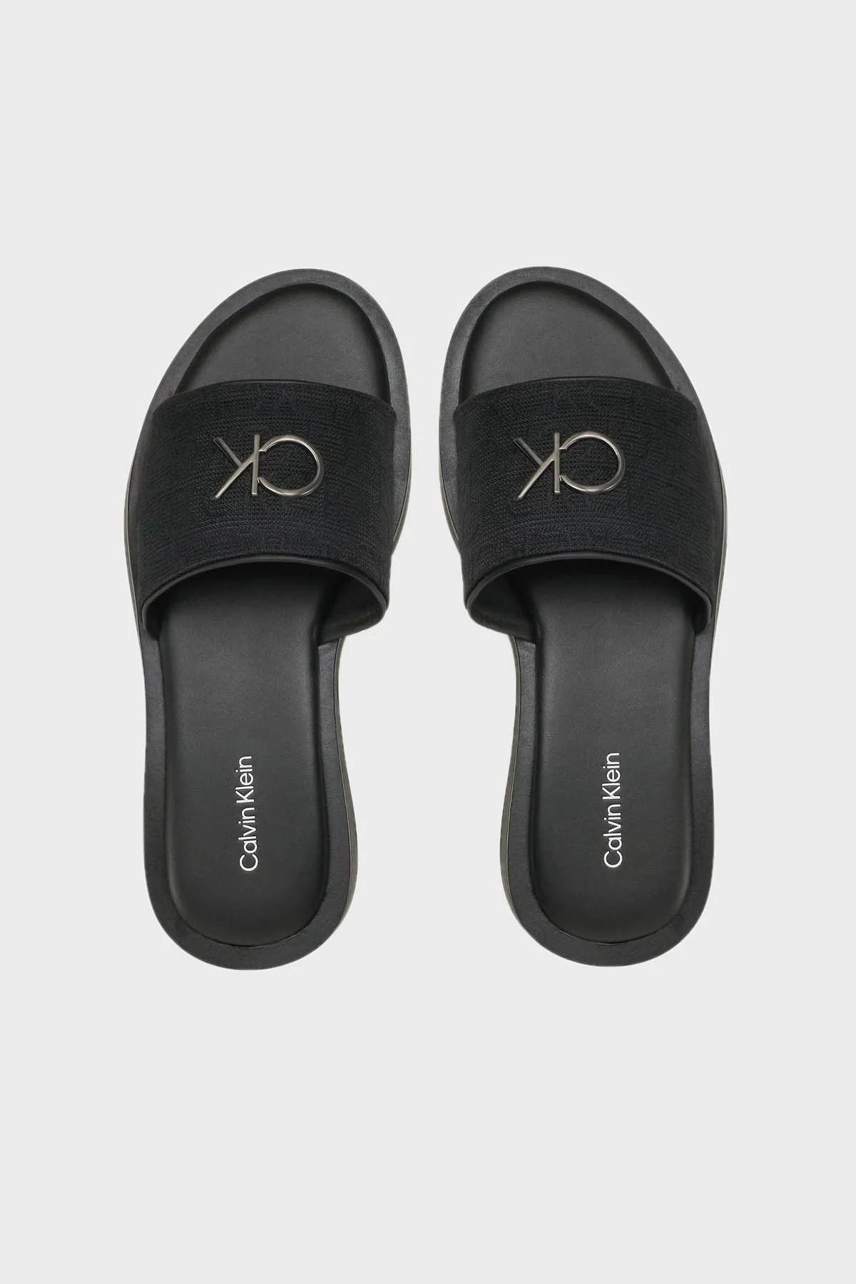 Calvin Klein Logolu Kalın Tabanlı HW0HW014880GN Bayan Terlik HW0HW01488 0GN SİYAH - 4