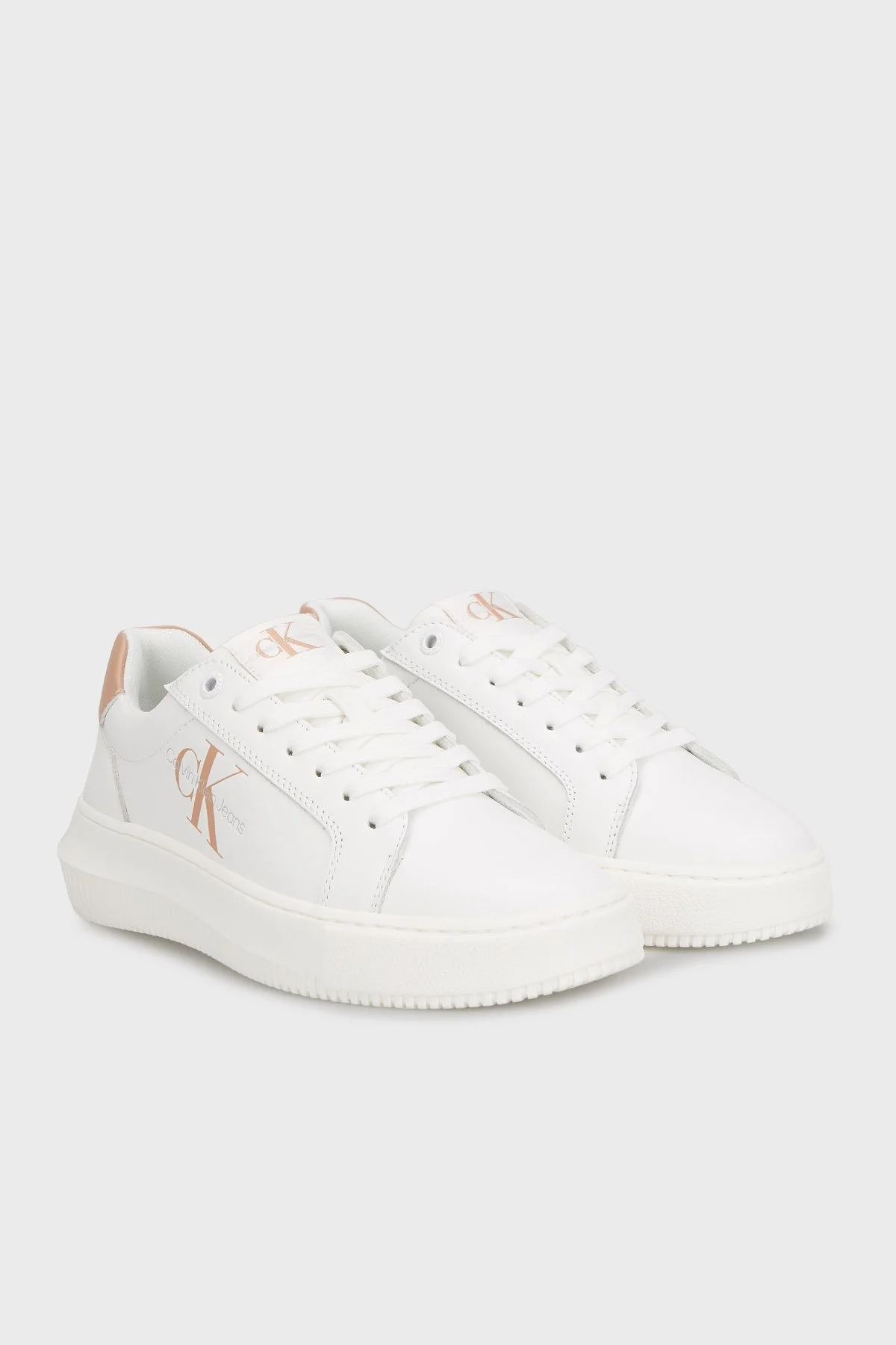 Calvin Klein Logolu Kalın Tabanlı Sneaker YW0YW008230K6 Bayan Ayakkabı YW0YW00823 0K6 BEYAZ - 7