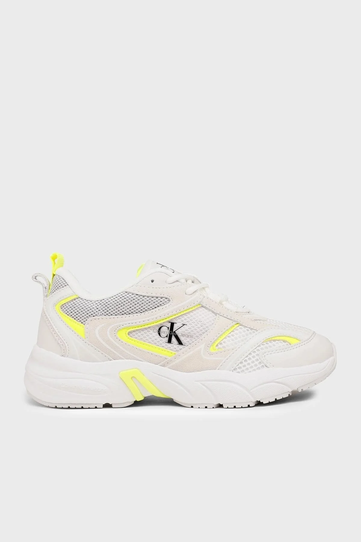 Calvin Klein Logolu Kalın Tabanlı Sneaker YW0YW0089102V Bayan Ayakkabı YW0YW00891 02V BEYAZ-SARI - 1