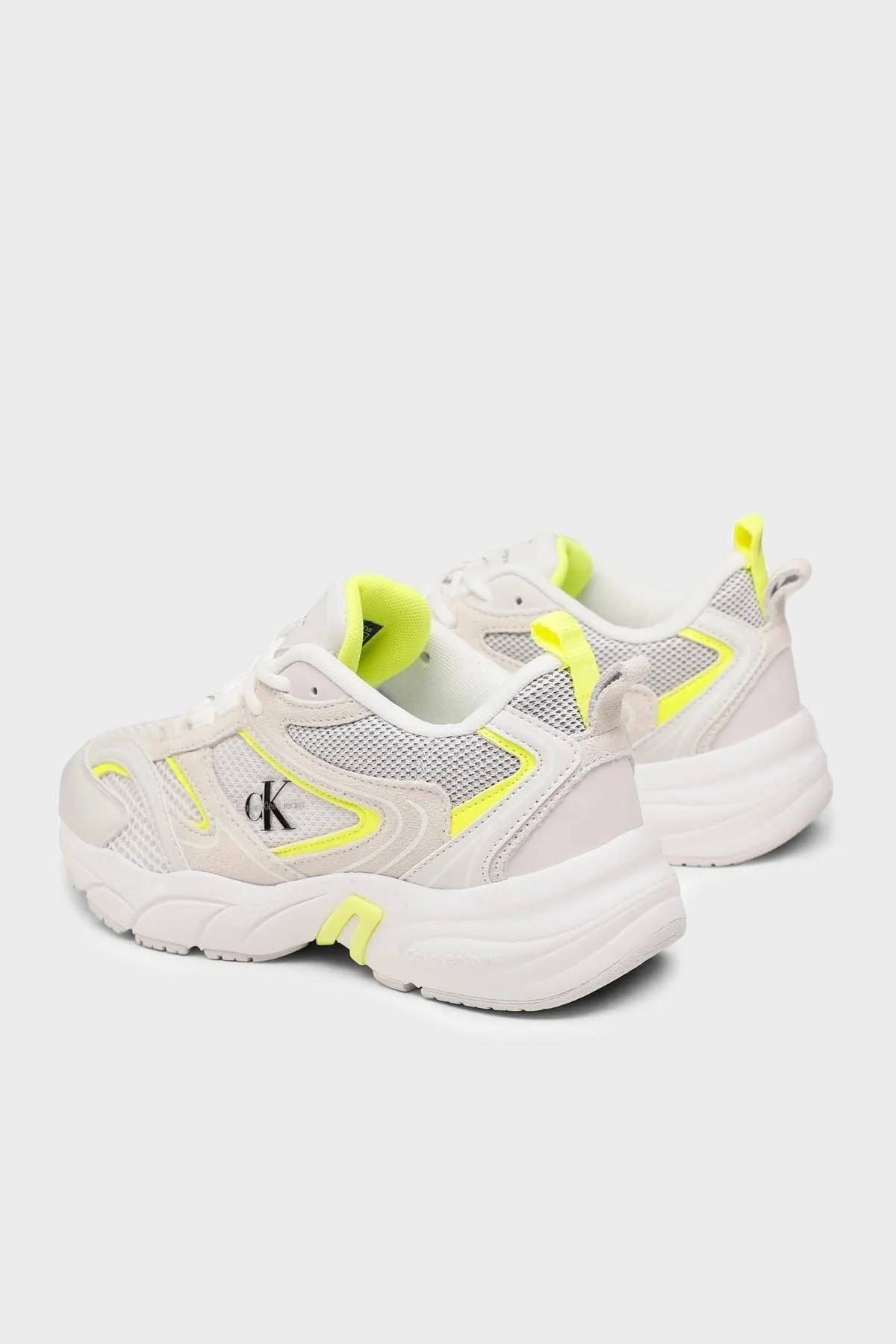 Calvin Klein Logolu Kalın Tabanlı Sneaker YW0YW0089102V Bayan Ayakkabı YW0YW00891 02V BEYAZ-SARI - 2