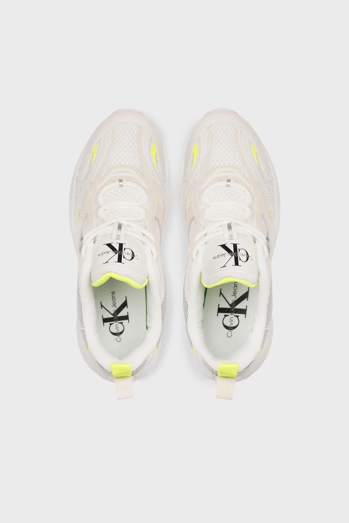 Calvin Klein Logolu Kalın Tabanlı Sneaker YW0YW0089102V Bayan Ayakkabı YW0YW00891 02V BEYAZ-SARI - 4