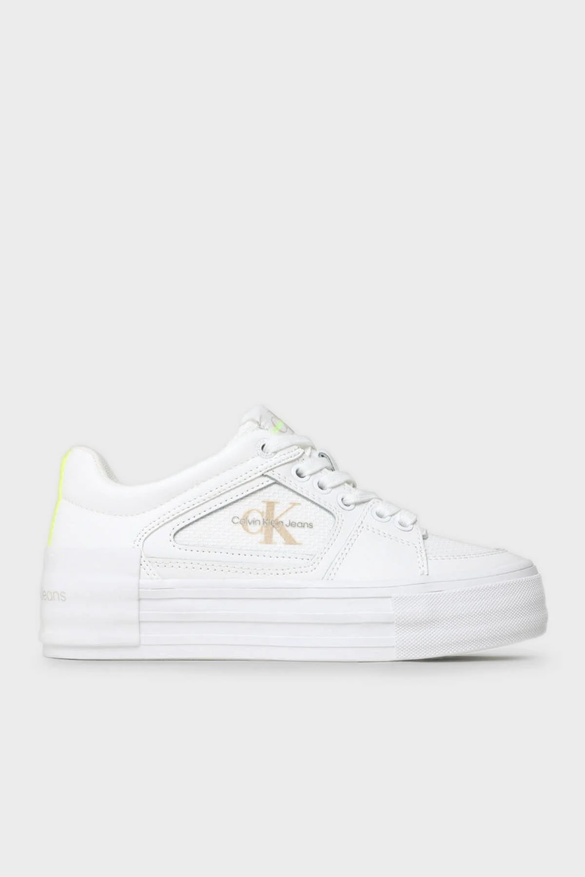 Calvin Klein Logolu Kalın Tabanlı Sneaker YW0YW009040K8 Bayan Ayakkabı YW0YW00904 0K8 BEYAZ - 1