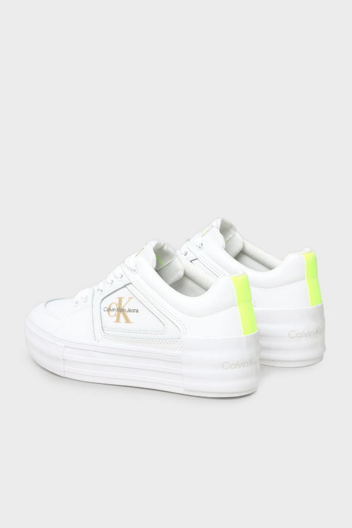 Calvin Klein Logolu Kalın Tabanlı Sneaker YW0YW009040K8 Bayan Ayakkabı YW0YW00904 0K8 BEYAZ - 2
