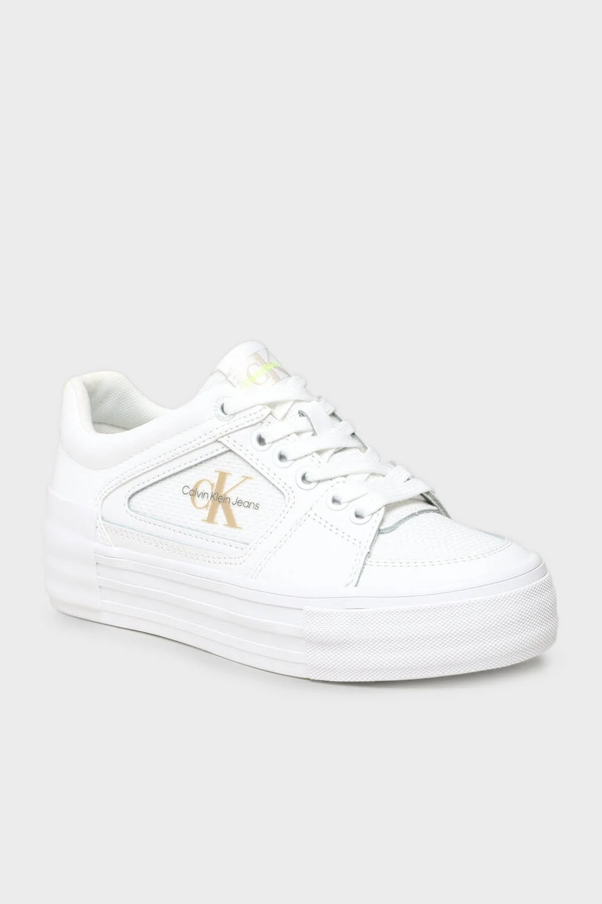 Calvin Klein Logolu Kalın Tabanlı Sneaker YW0YW009040K8 Bayan Ayakkabı YW0YW00904 0K8 BEYAZ - 4