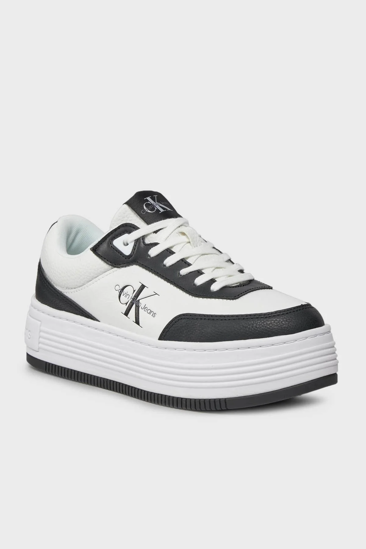 Calvin Klein Logolu Kalın Tabanlı Sneaker YW0YW013160GM Bayan Ayakkabı YW0YW01316 0GM SİYAH-BEYAZ - 6