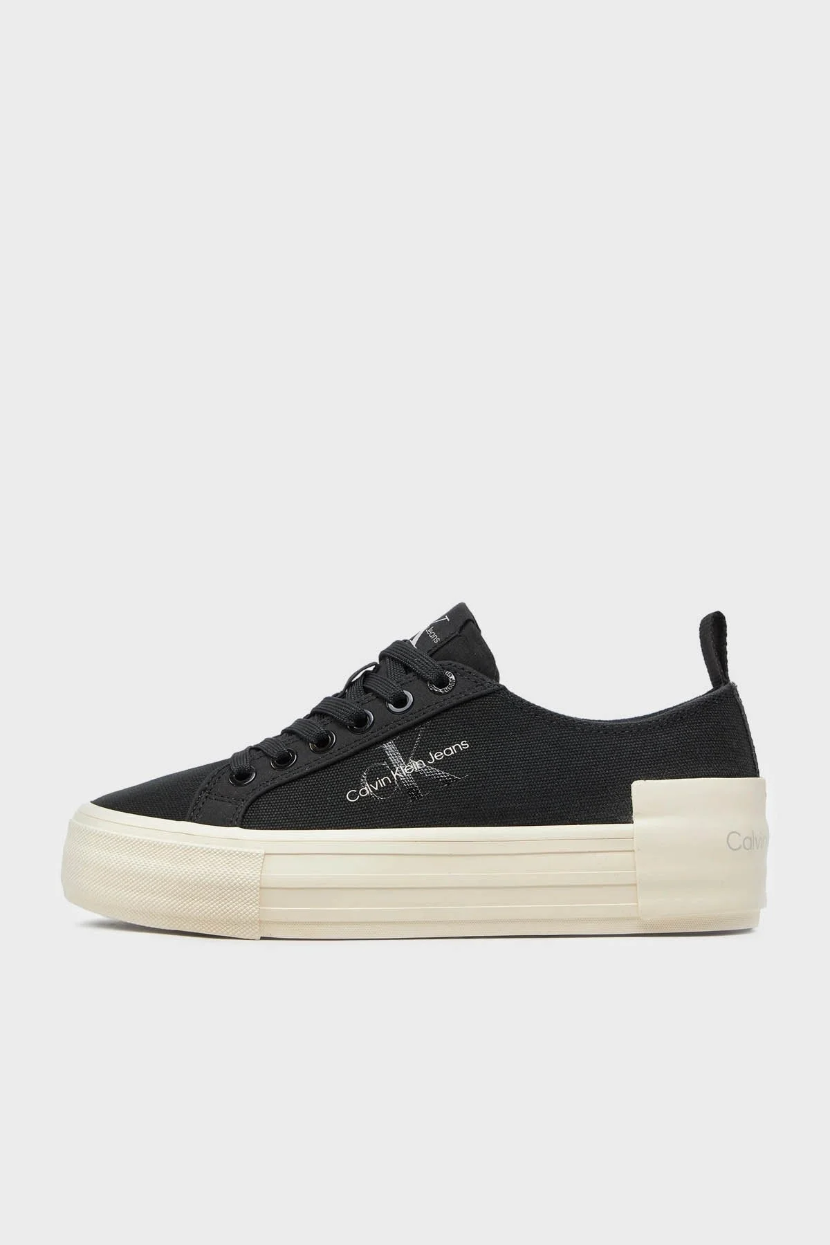 Calvin Klein Logolu Kalın Tabanlı Sneaker YW0YW014650GP Bayan Ayakkabı YW0YW01465 0GP SİYAH-KREM - 2